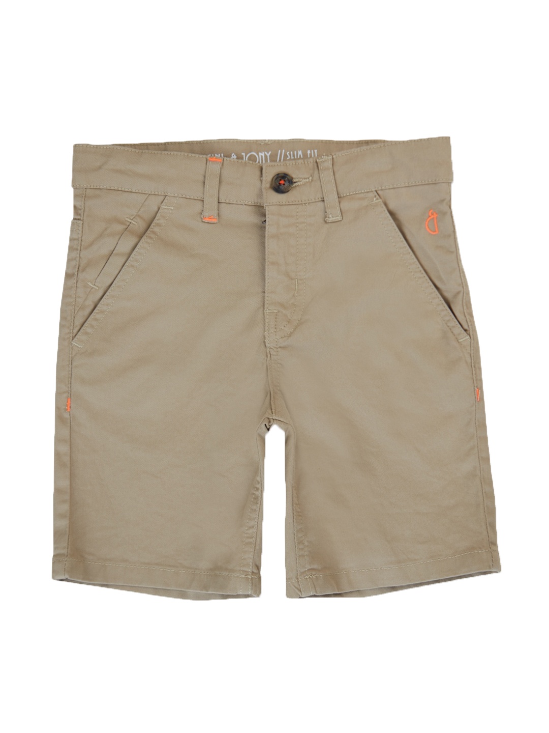 

Gini and Jony Boys Mid Rise Cotton Shorts, Khaki