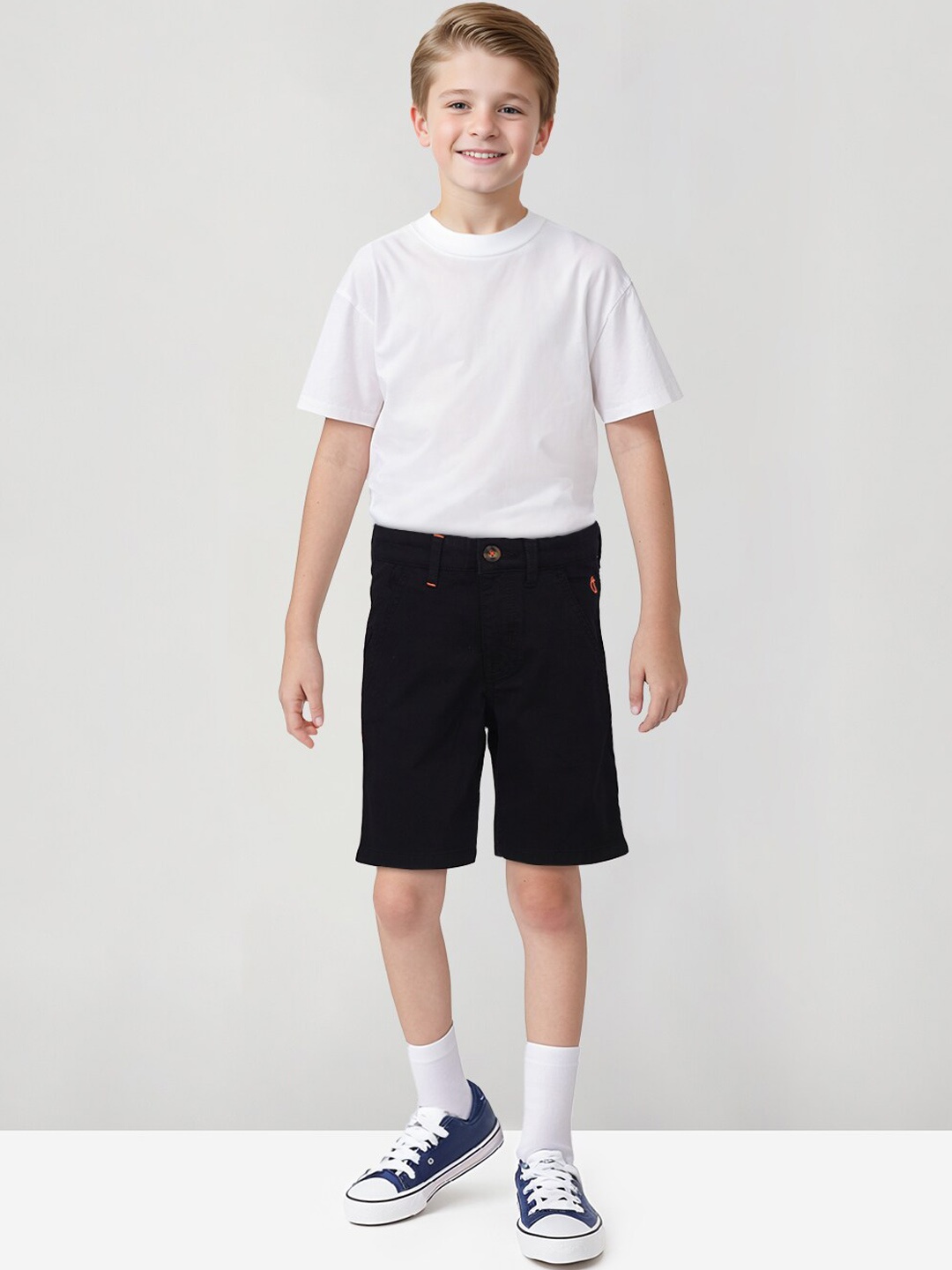 

Gini and Jony Boys Mid-Rise Cotton Shorts, Black