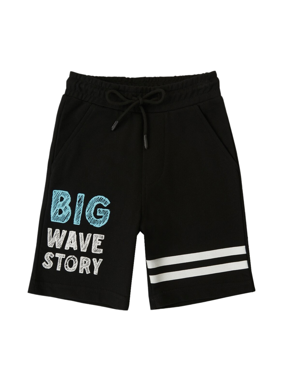 

Gini and Jony Boys Mid-Rise Typography Printed Cotton Shorts, Black
