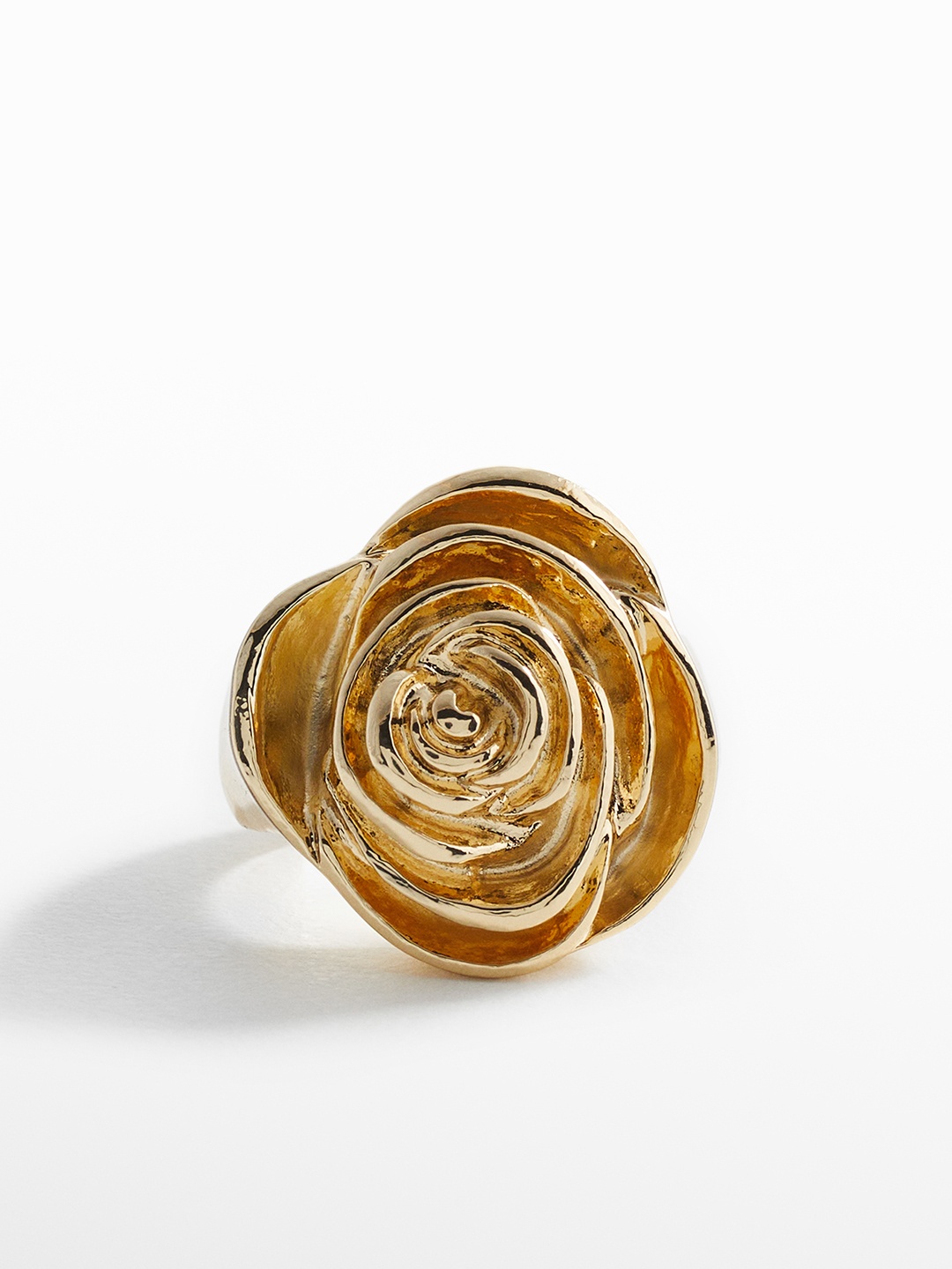 

MANGO Women Rose Textured Finger Rings, Gold