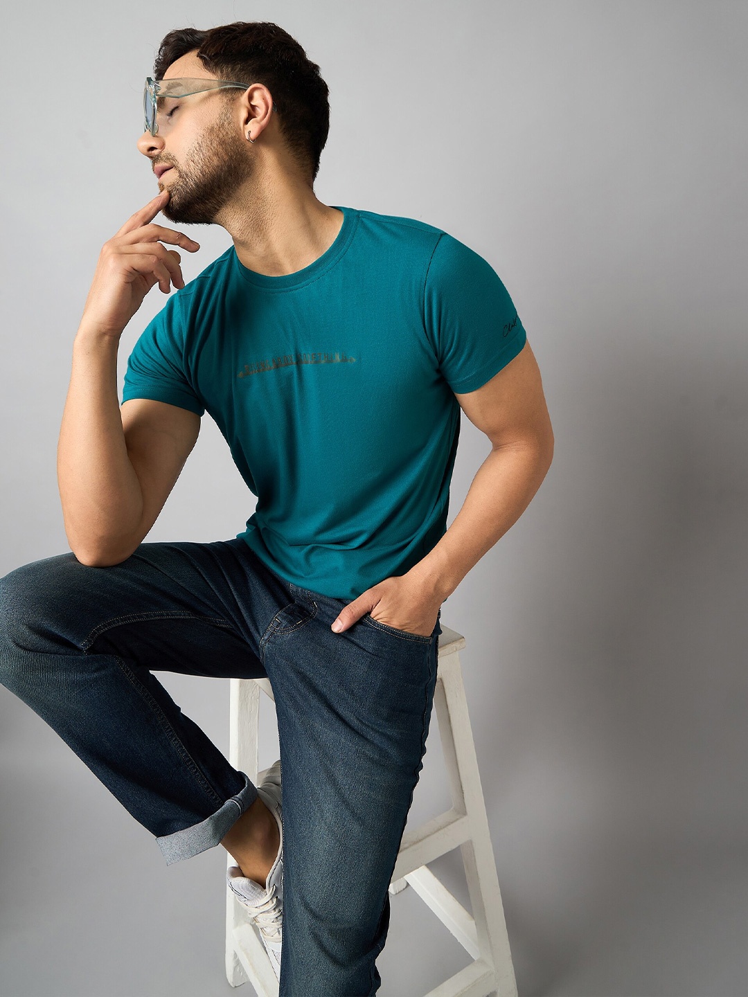 

Club York Typography Printed Round Neck Short Sleeves Casual T-shirt, Teal