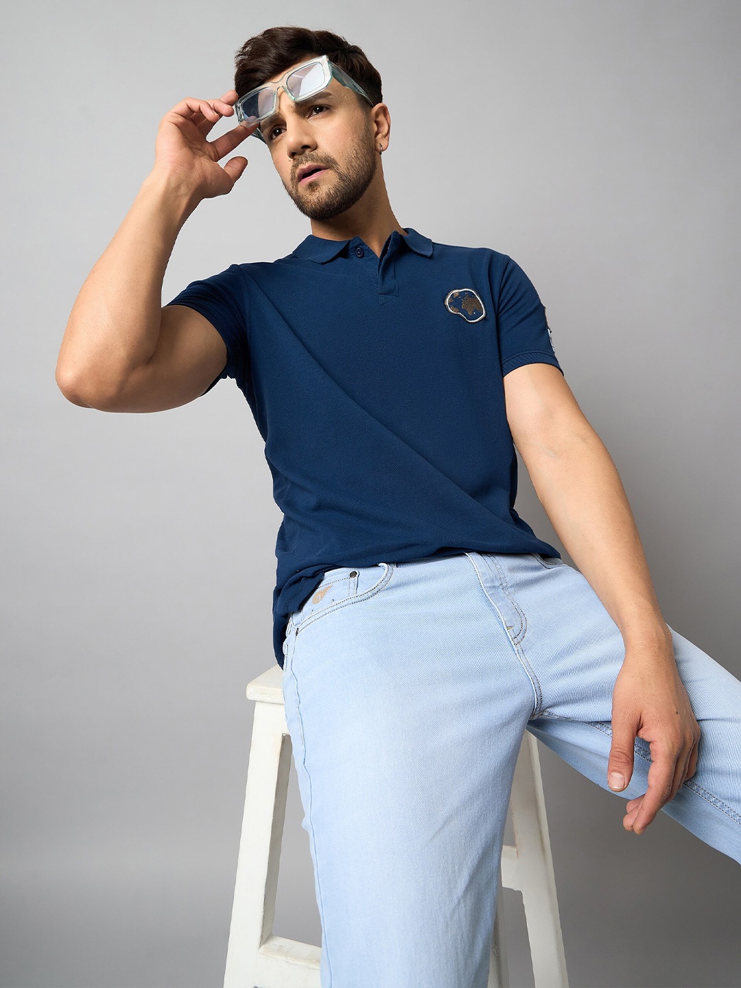 

Club York Regular Fit Polo Collar Short Sleeves Cotton T-shirt, Blue