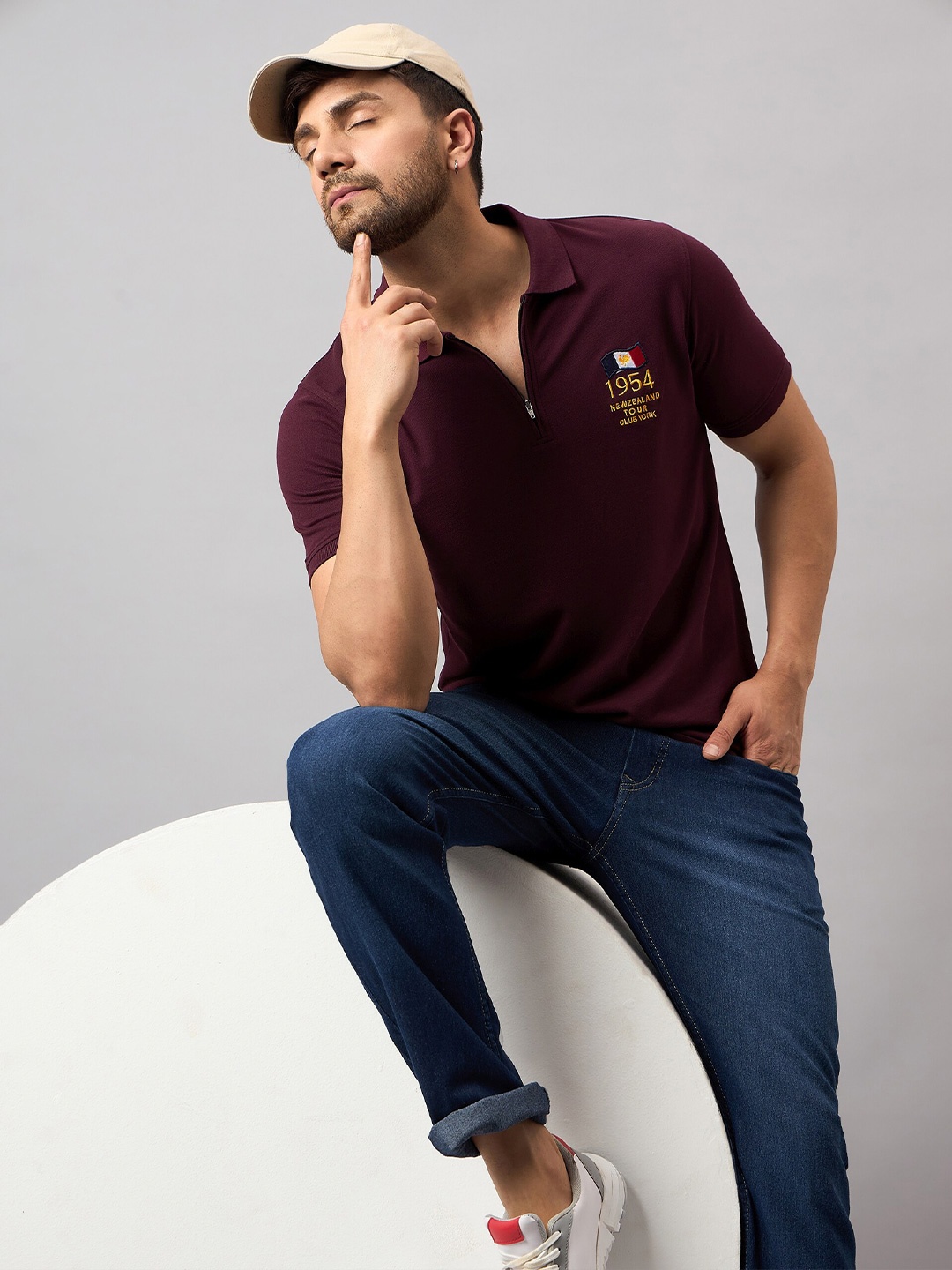 

Club York Polo Collar Short Sleeves Casual T-shirt, Maroon