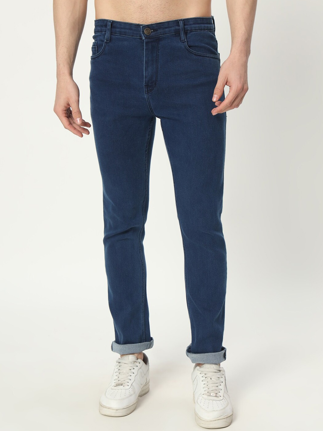 

AngelFab Men Jean Skinny Fit Clean Look Cotton Jeans, Blue