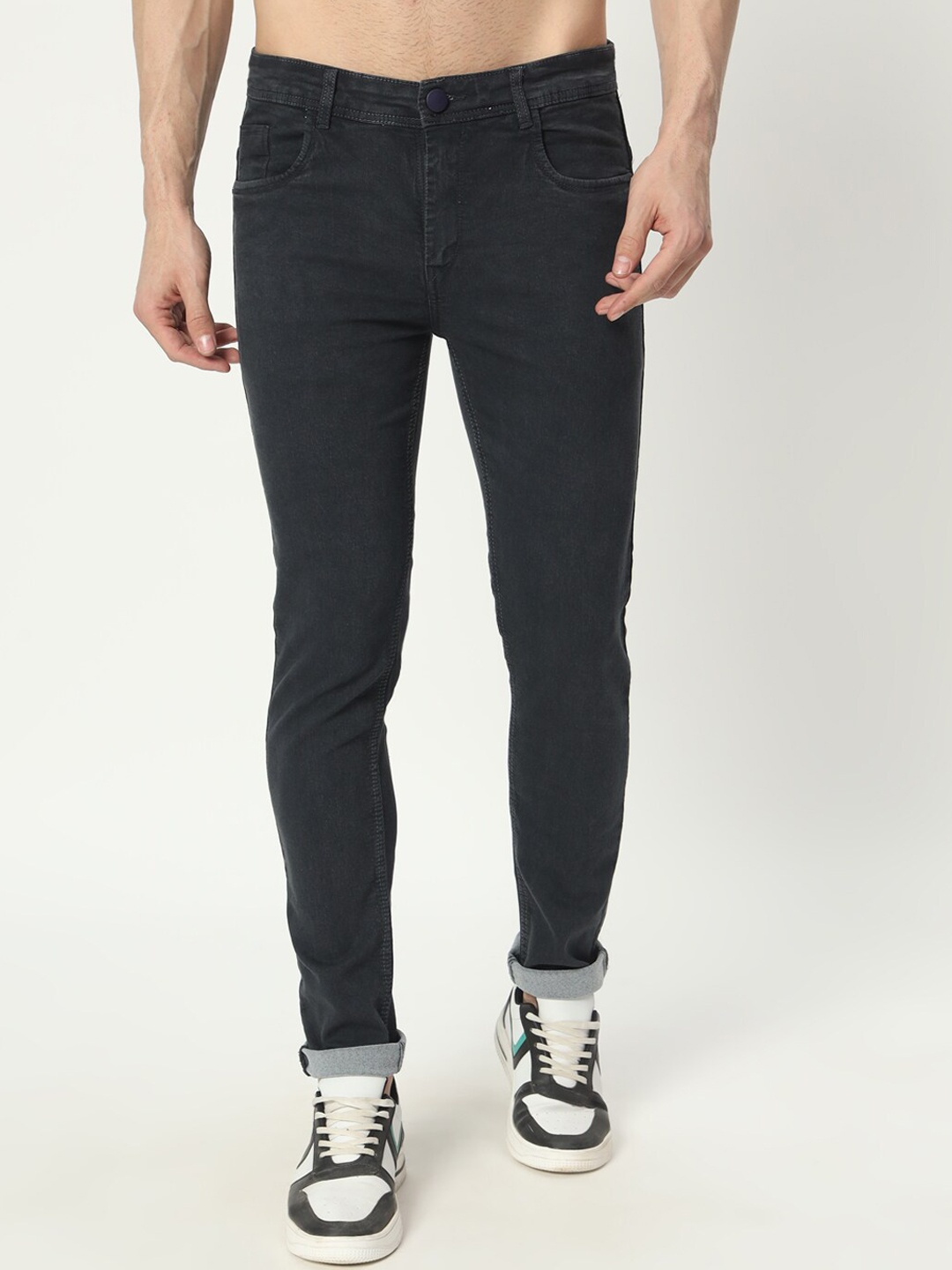 

AngelFab Men Jean Skinny Fit Clean Look Cotton Jeans, Grey