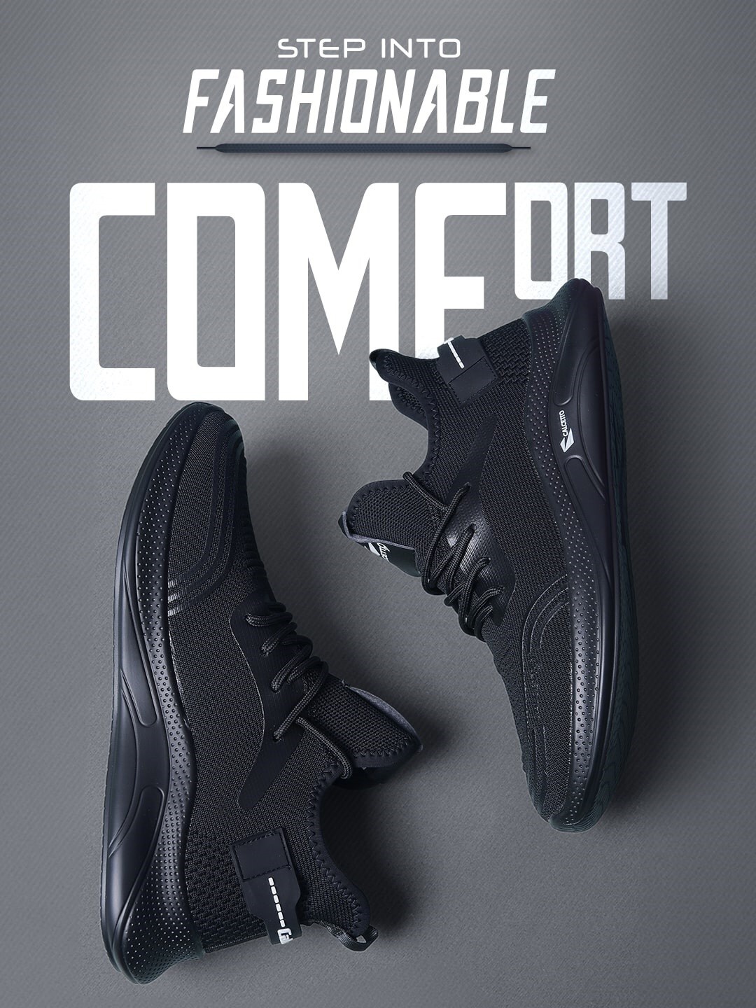 

Calcetto Men CLT-0982 Textured Lace-Up Running Shoes, Black