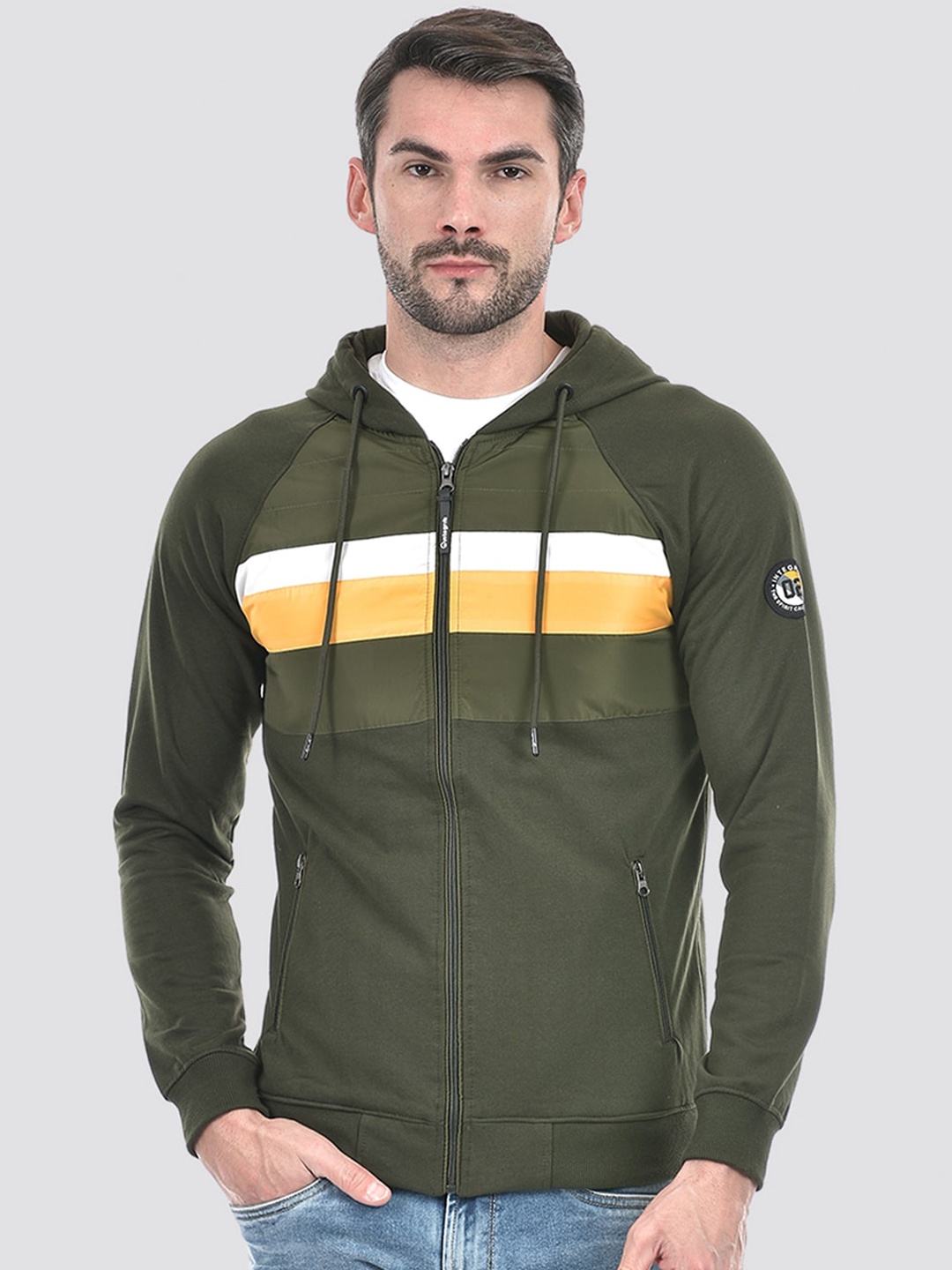 

Integriti Colourblocked Hooded Bomber Jacket, Green