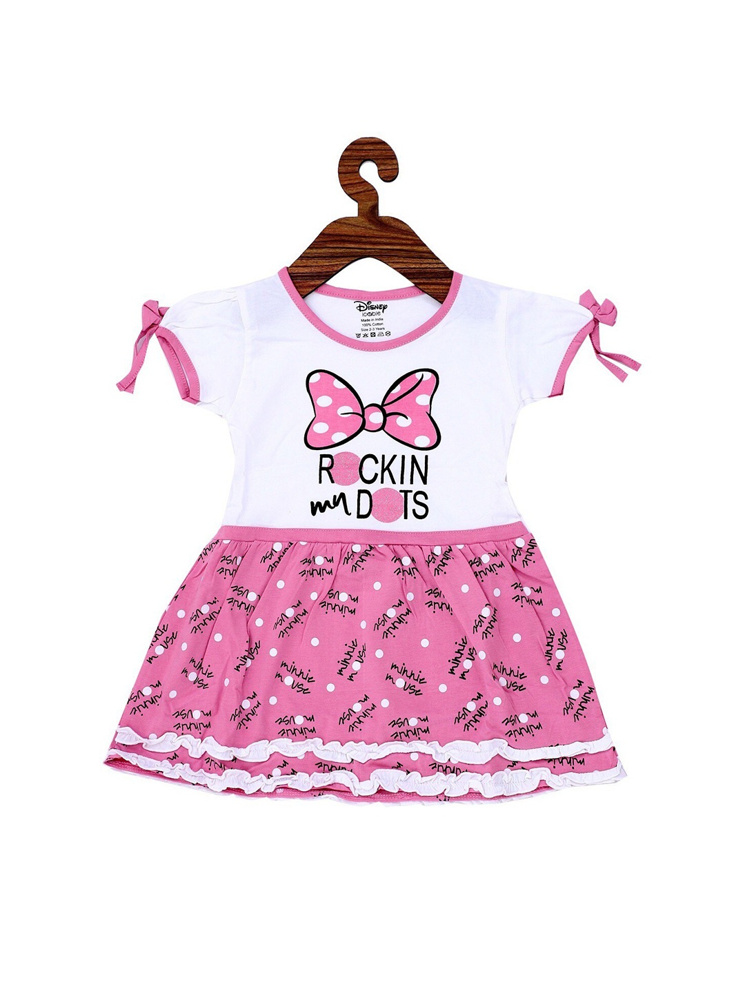 

BAESD Girls Mini Mouse Print Pure Cotton A-Line Dress, Pink
