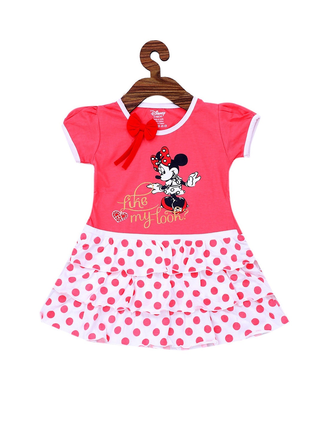 

BAESD Round Neck Polka Dot Print A-Line Cotton Dress, Pink