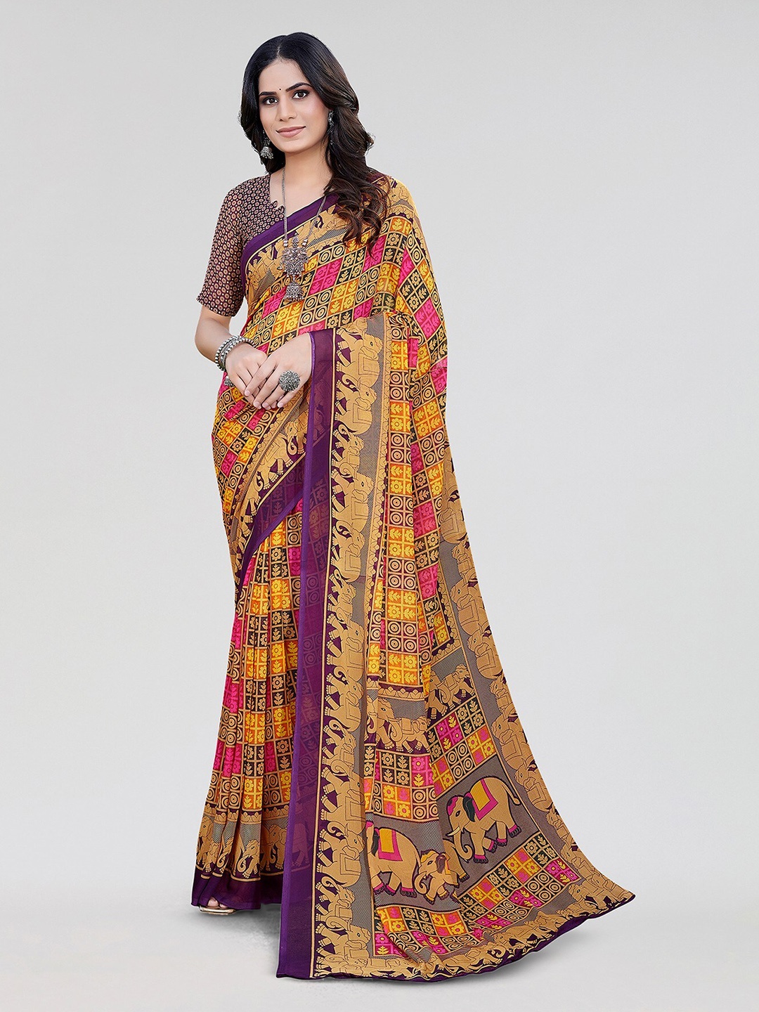 

Yashika Ethnic Motifs Printed Saree, Yellow