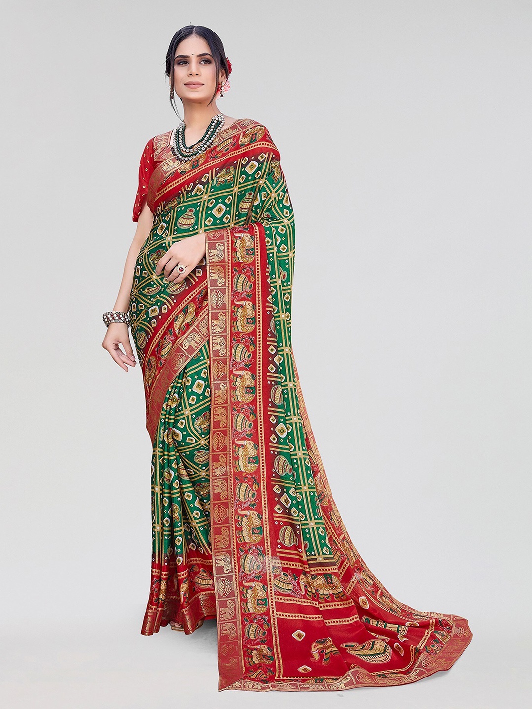 

Yashika Bandhani Patola Saree, Red