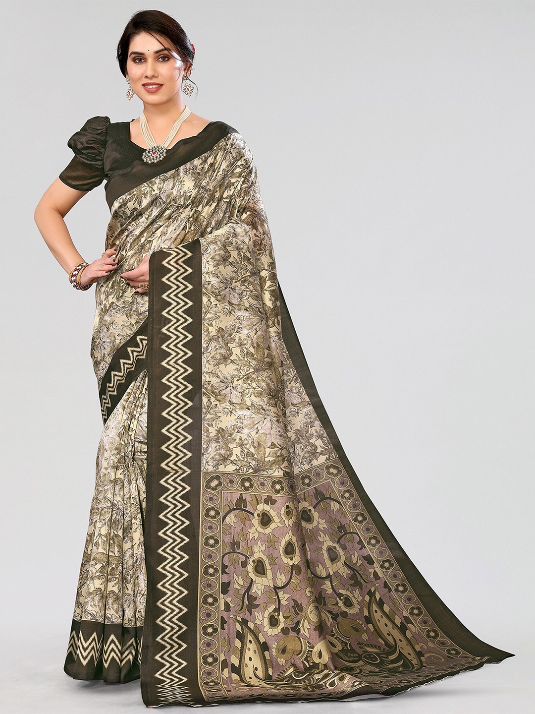 

Yashika Floral Art Silk Mysore Silk Saree, Green