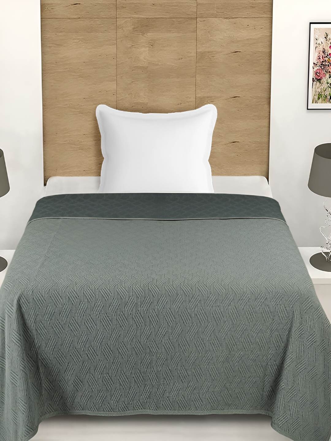 

GAPU & BALY Grey Cotton AC Room 300 GSM Single Bed Dohar