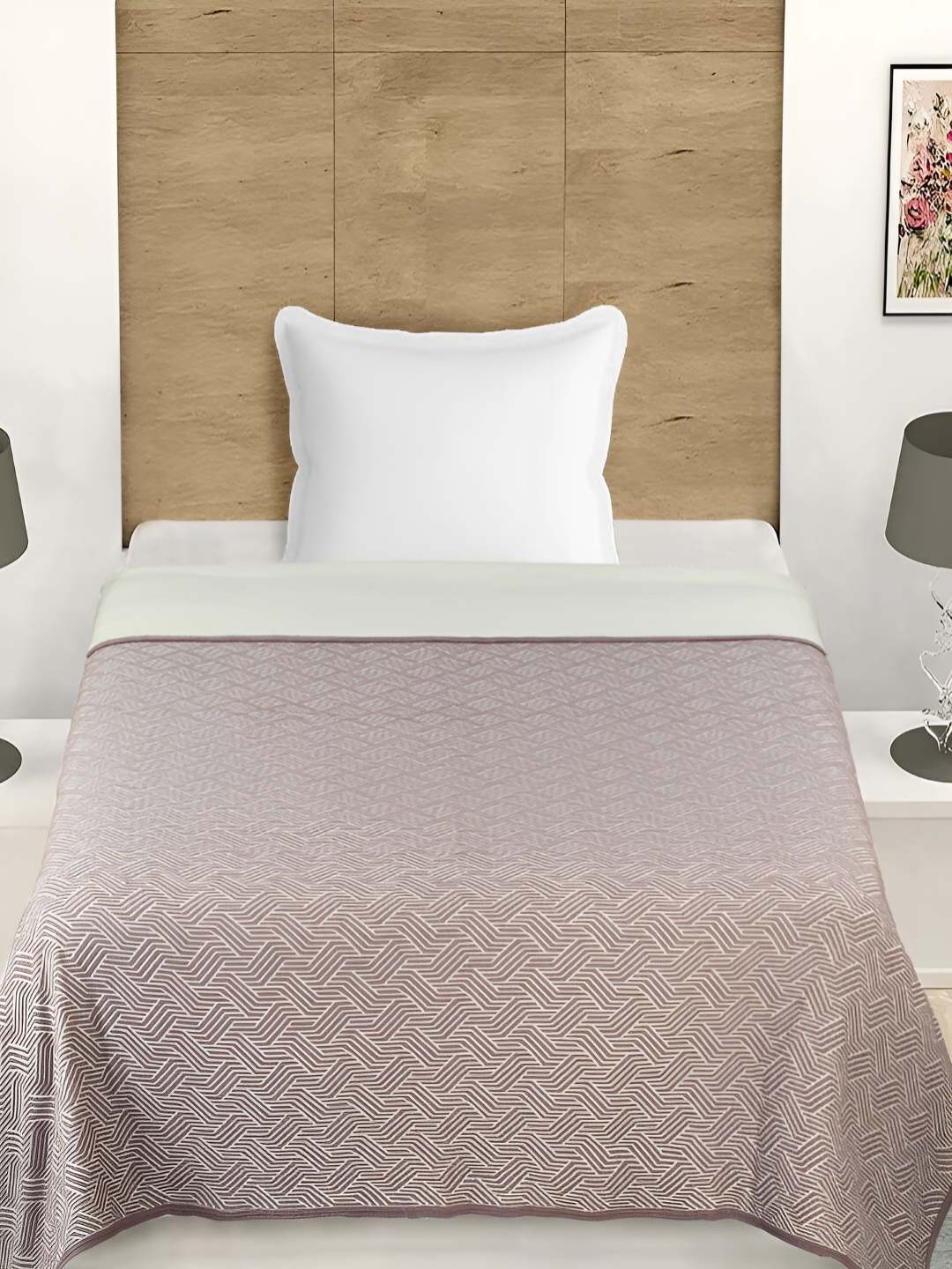 

GAPU & BALY Brown & White AC Room Cotton 300 GSM Single Bed Dohar