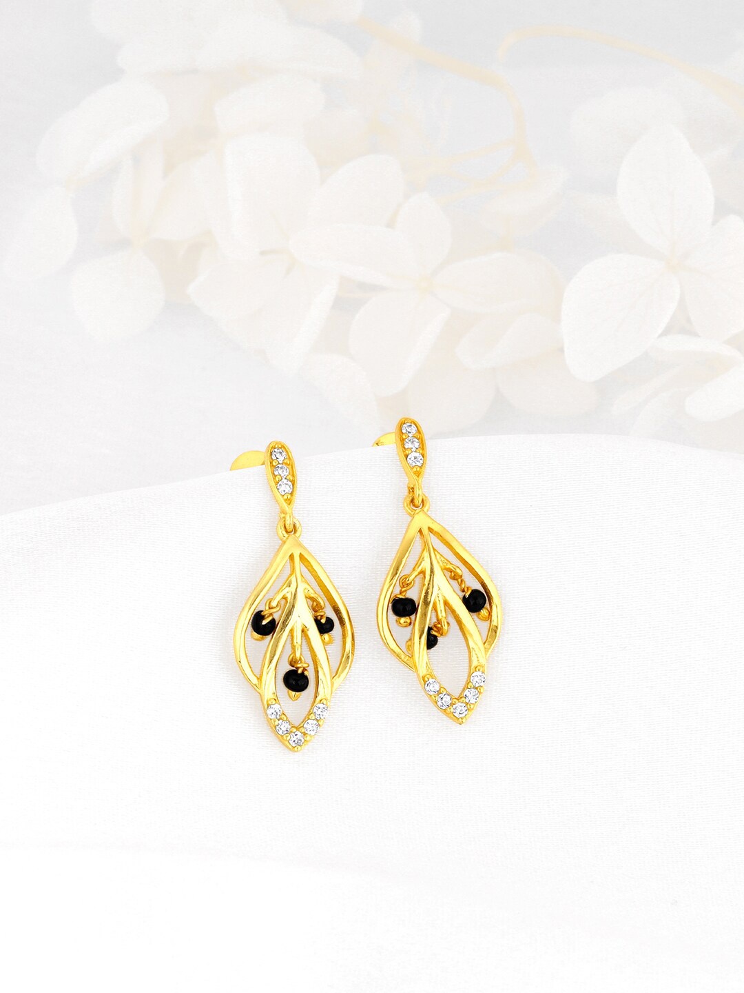 

GIVA 925 Sterling Silver Gold-Plated Stones Studded Contemporary Drop Earrings