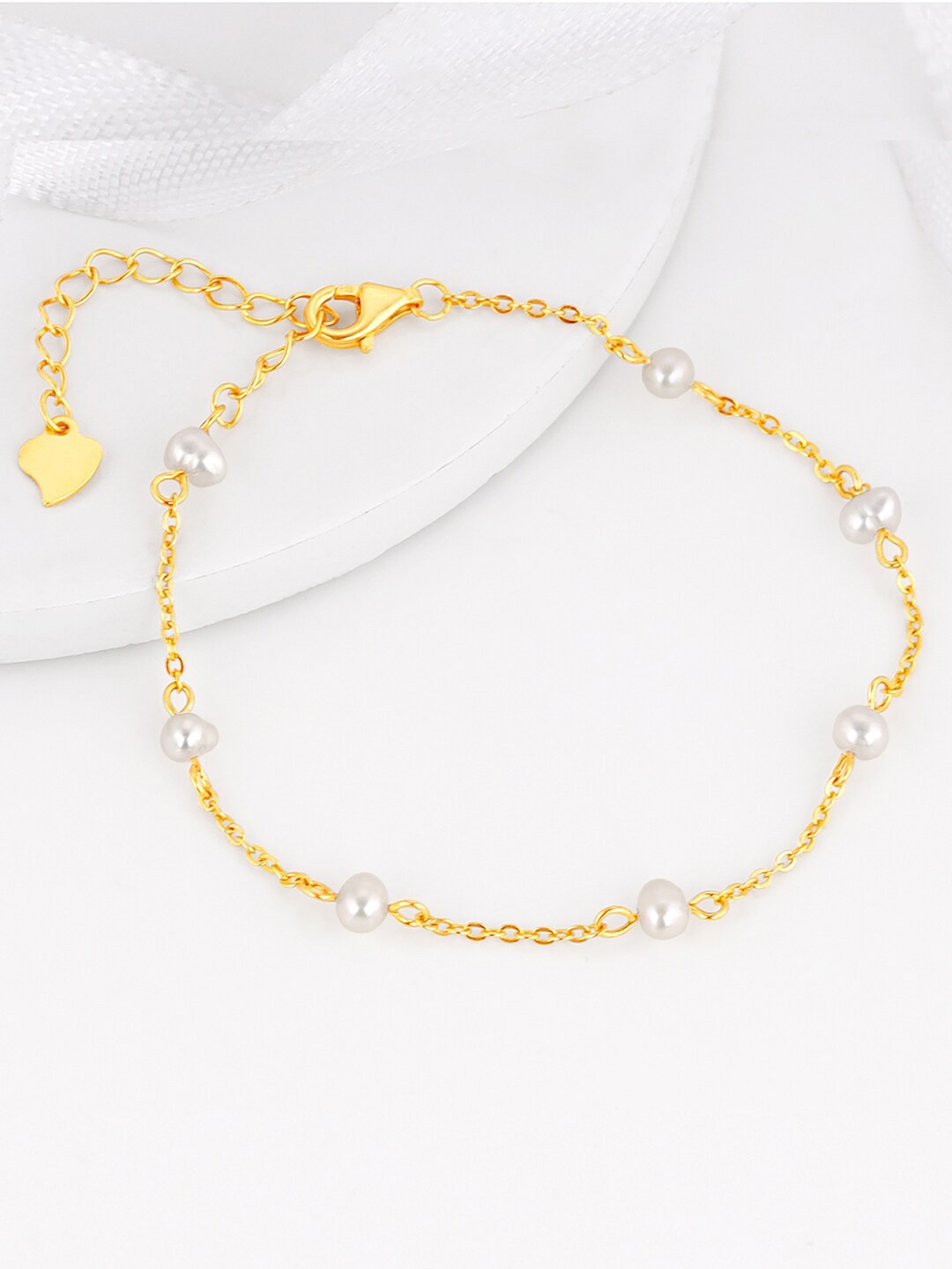

GIVA Gold-Plated 925 Sterling Silver Pearls Link Bracelet