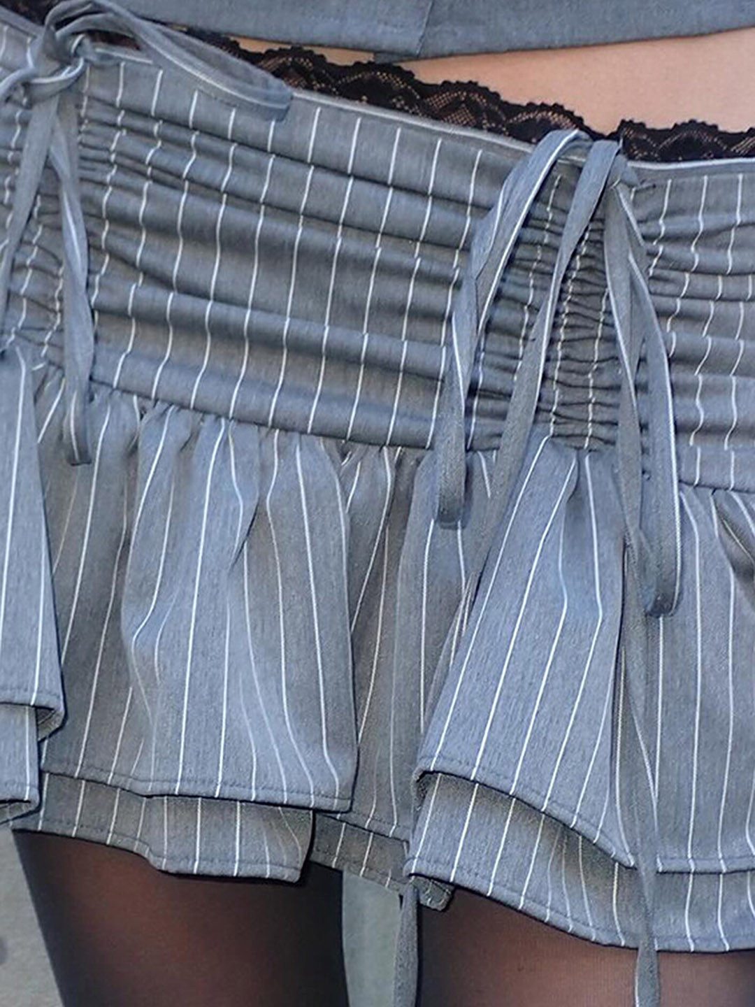 

LULU & SKY Striped Flounce Mini Skirt, Grey