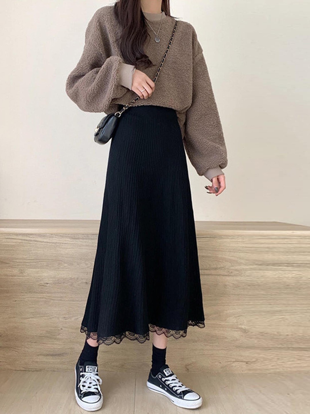 

LULU & SKY A-Line Midi Skirt, Black