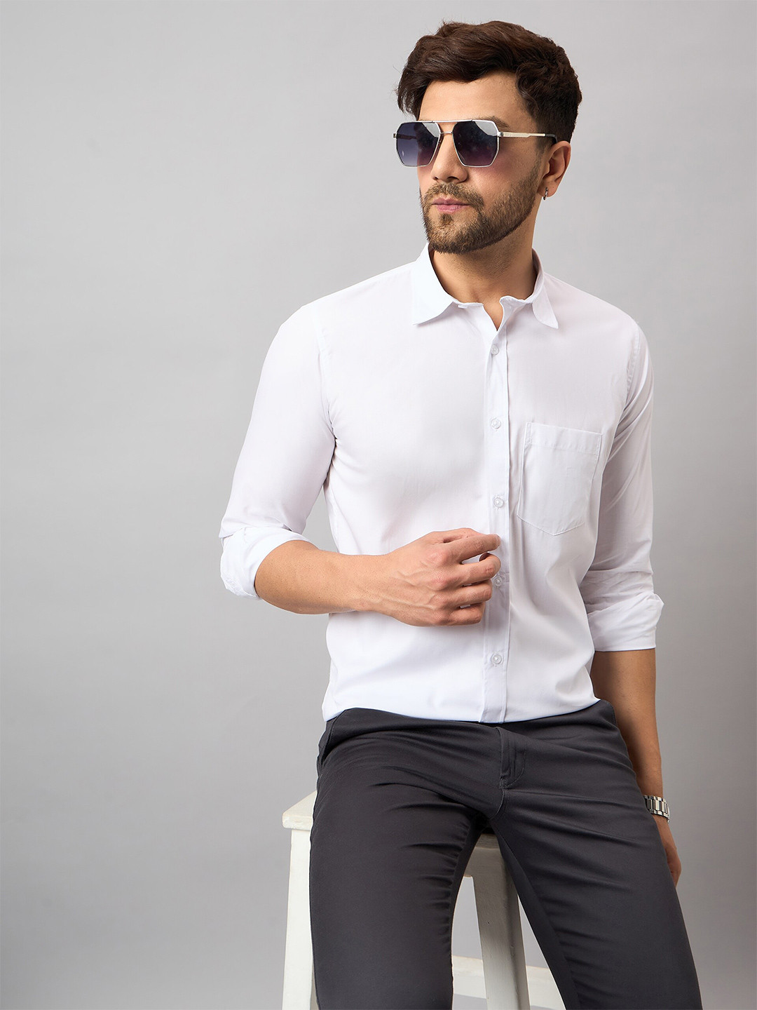 

Club York Slim Fit Opaque Casual Shirt, White