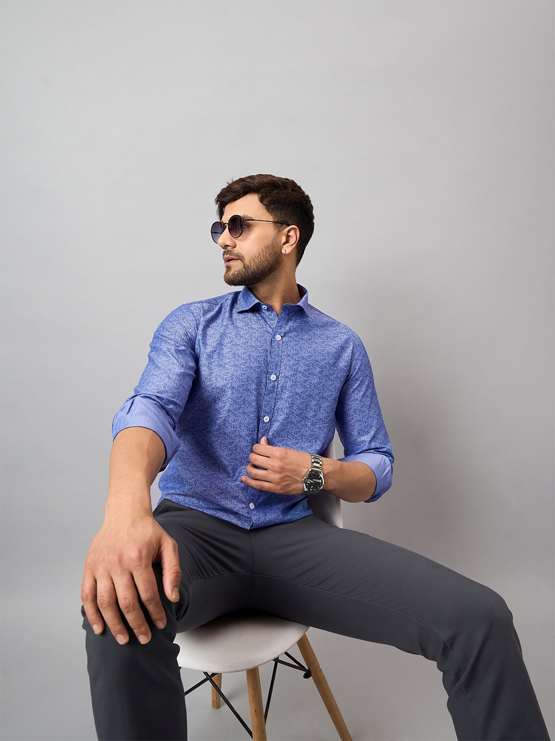 

Club York Opaque Ethnic Motifs Printed Cotton Casual Shirt, Blue