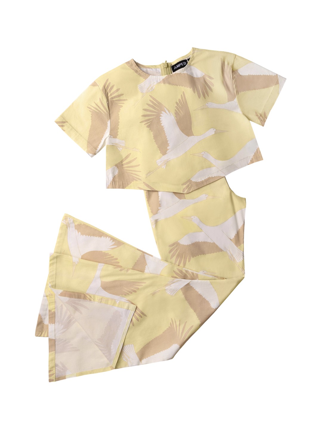 

AMPED Girls Printed Pure Cotton T-Shirt With Trouser, Yellow