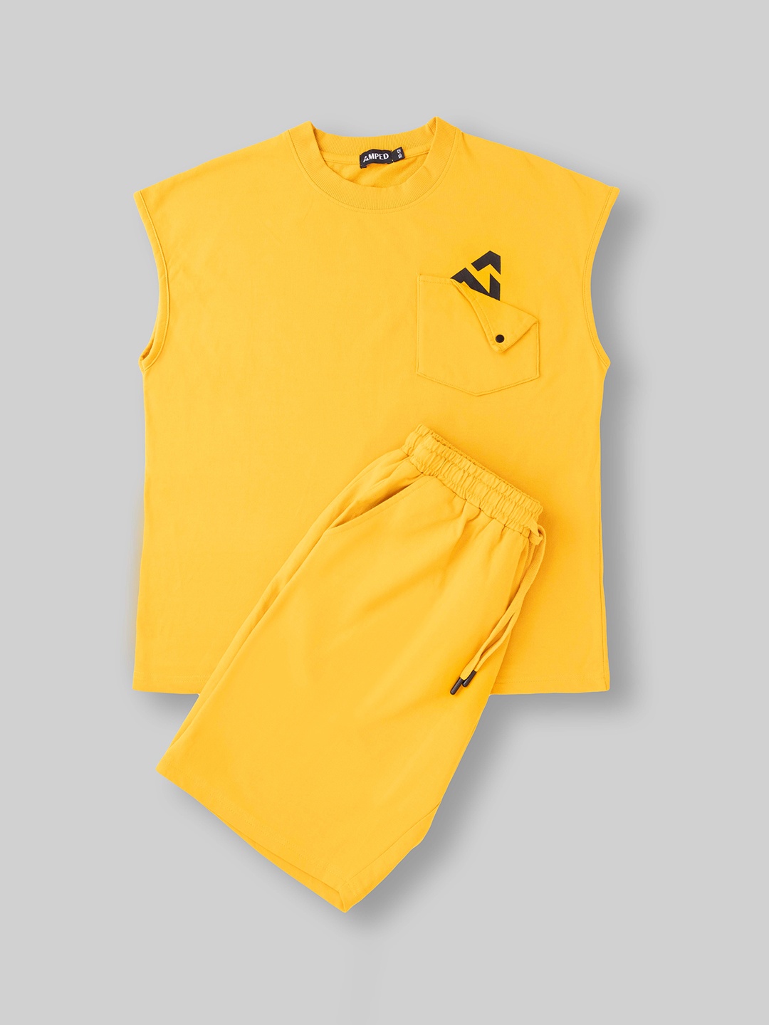 

AMPED Boys Pure Cotton T-Shirt With Shorts, Yellow
