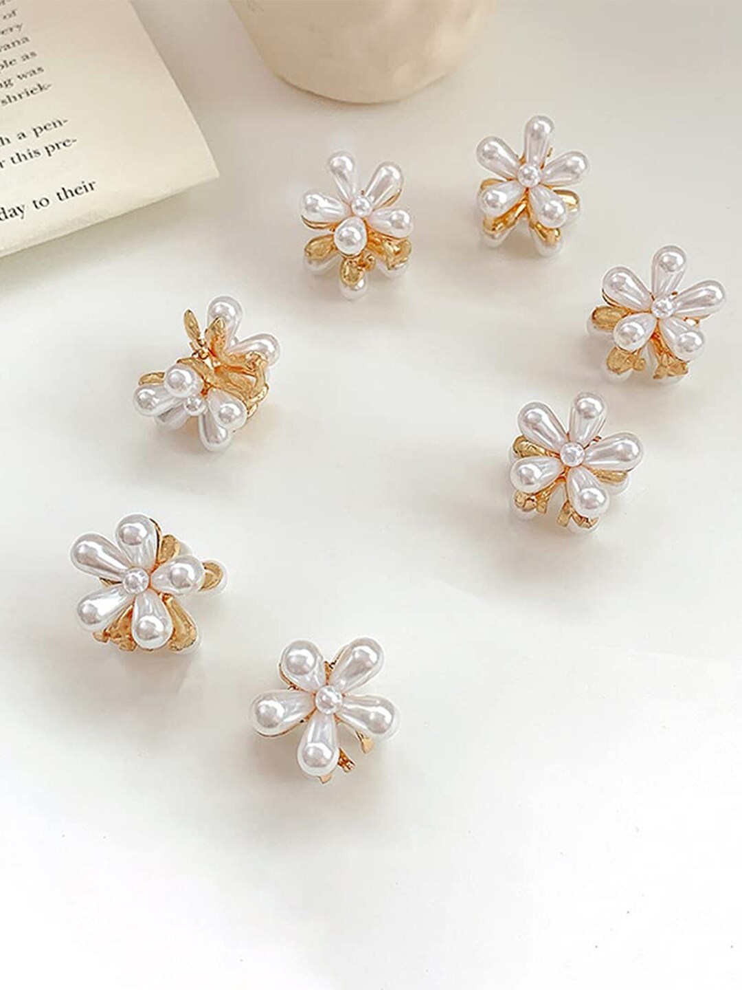 

YouBella Set of 12 Embellished Floral Hair Clips, White