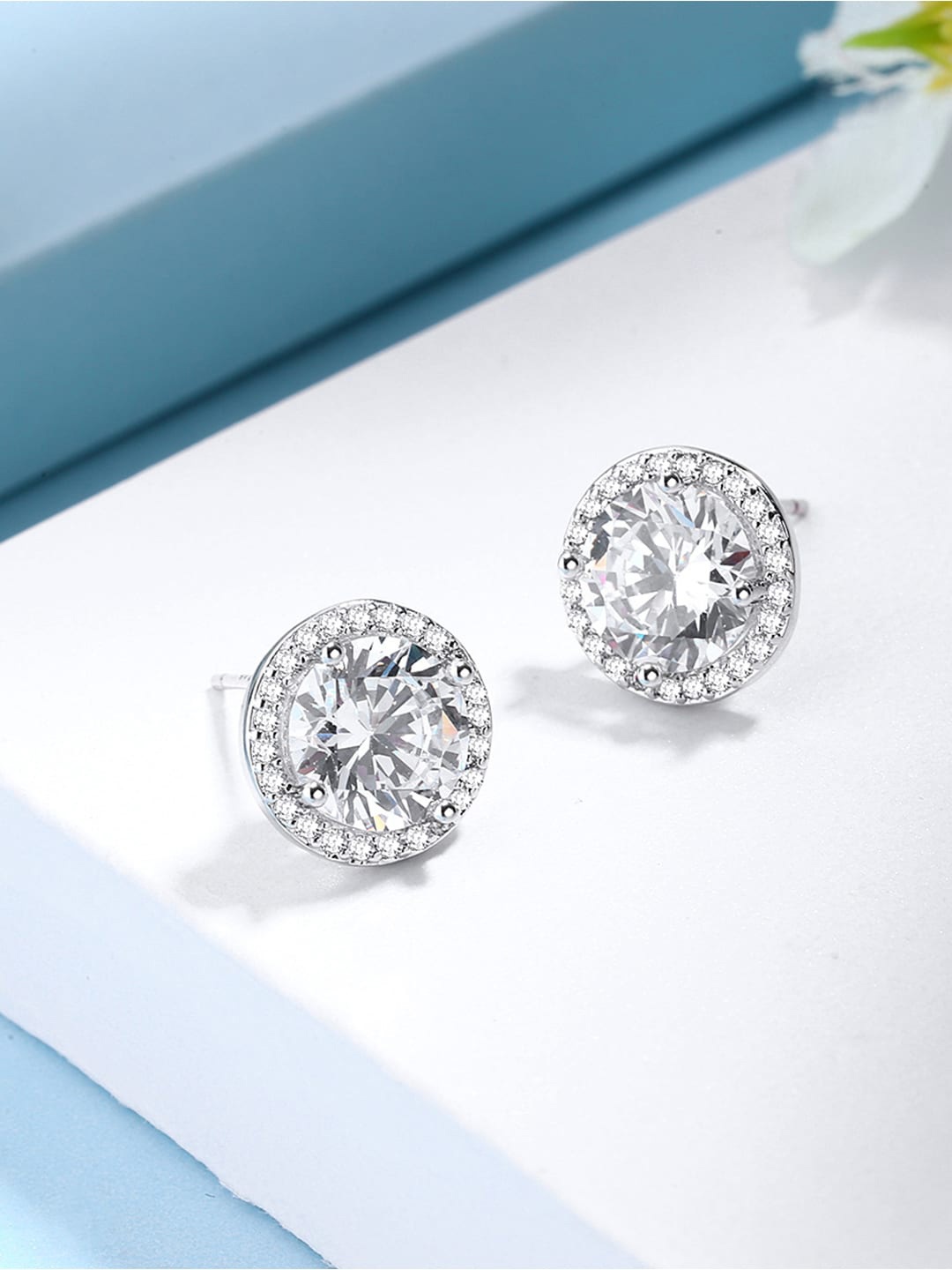 

DressBerry Silver Toned American Diamond Silver Plated Studs Earrings