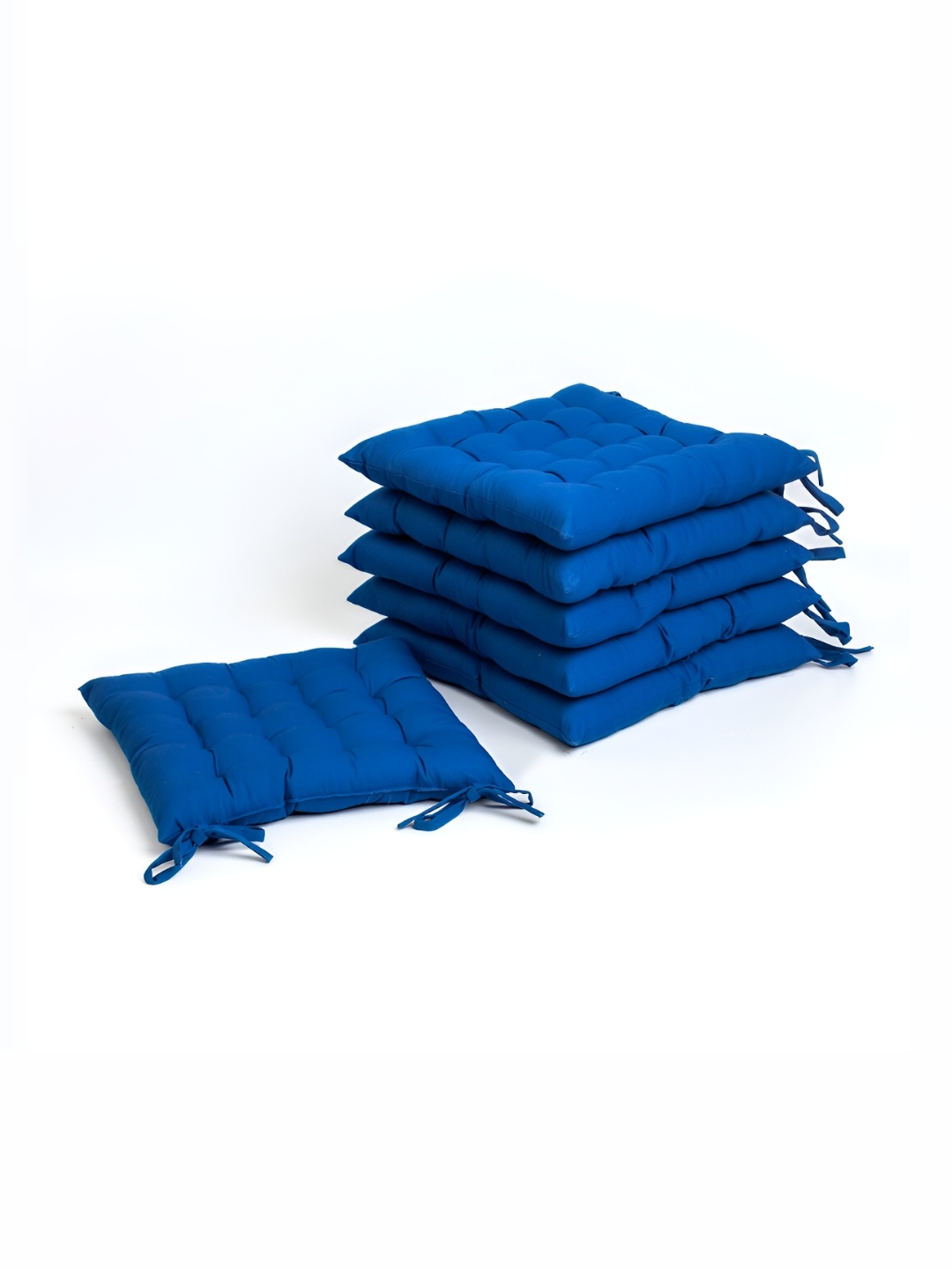 

SKANDA FAB Blue 6 Pieces Durable Pure Cotton Chair Pads