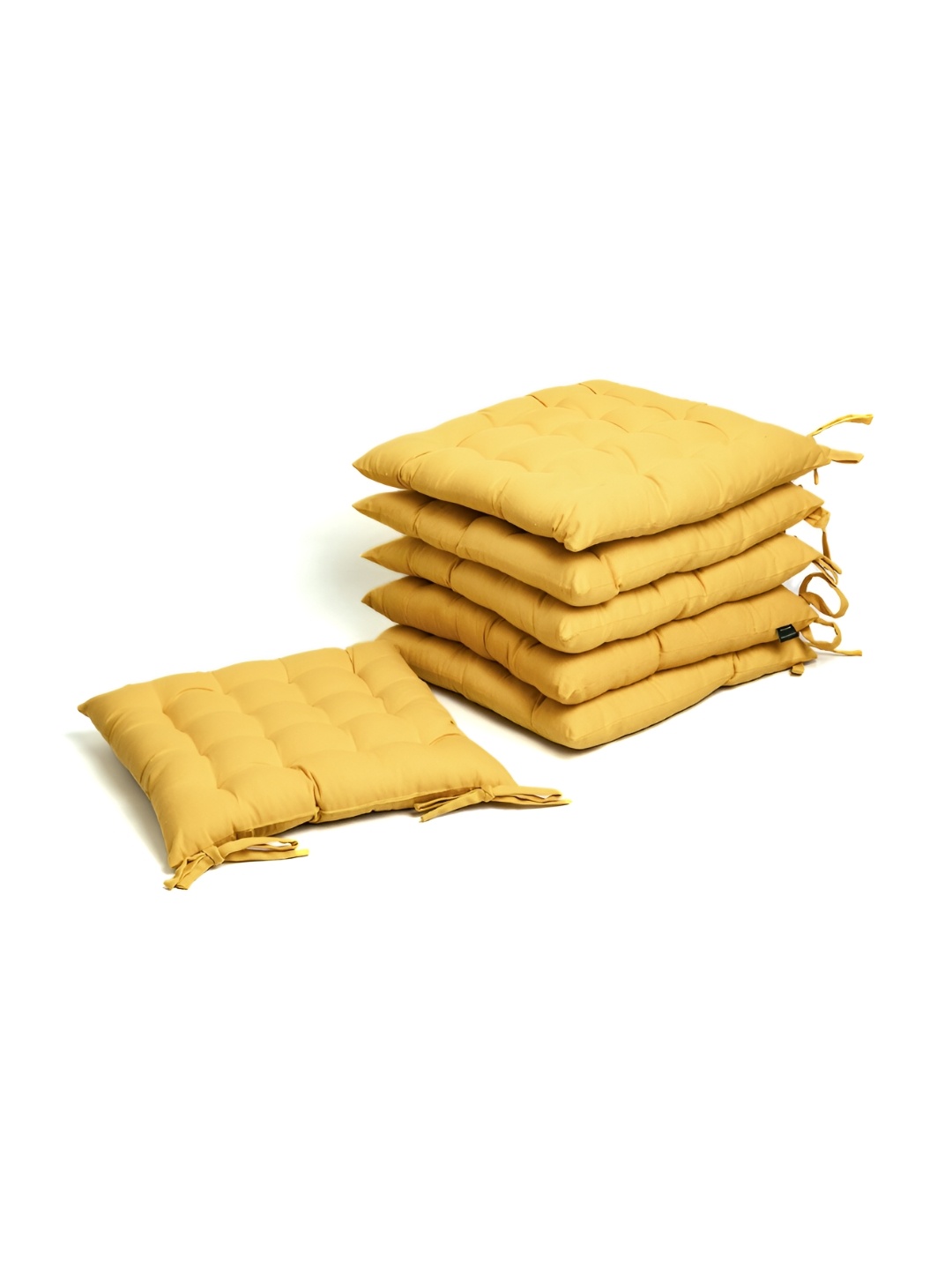 

SKANDA FAB Yellow 6 Pieces Durable Pure Cotton Chair Pads