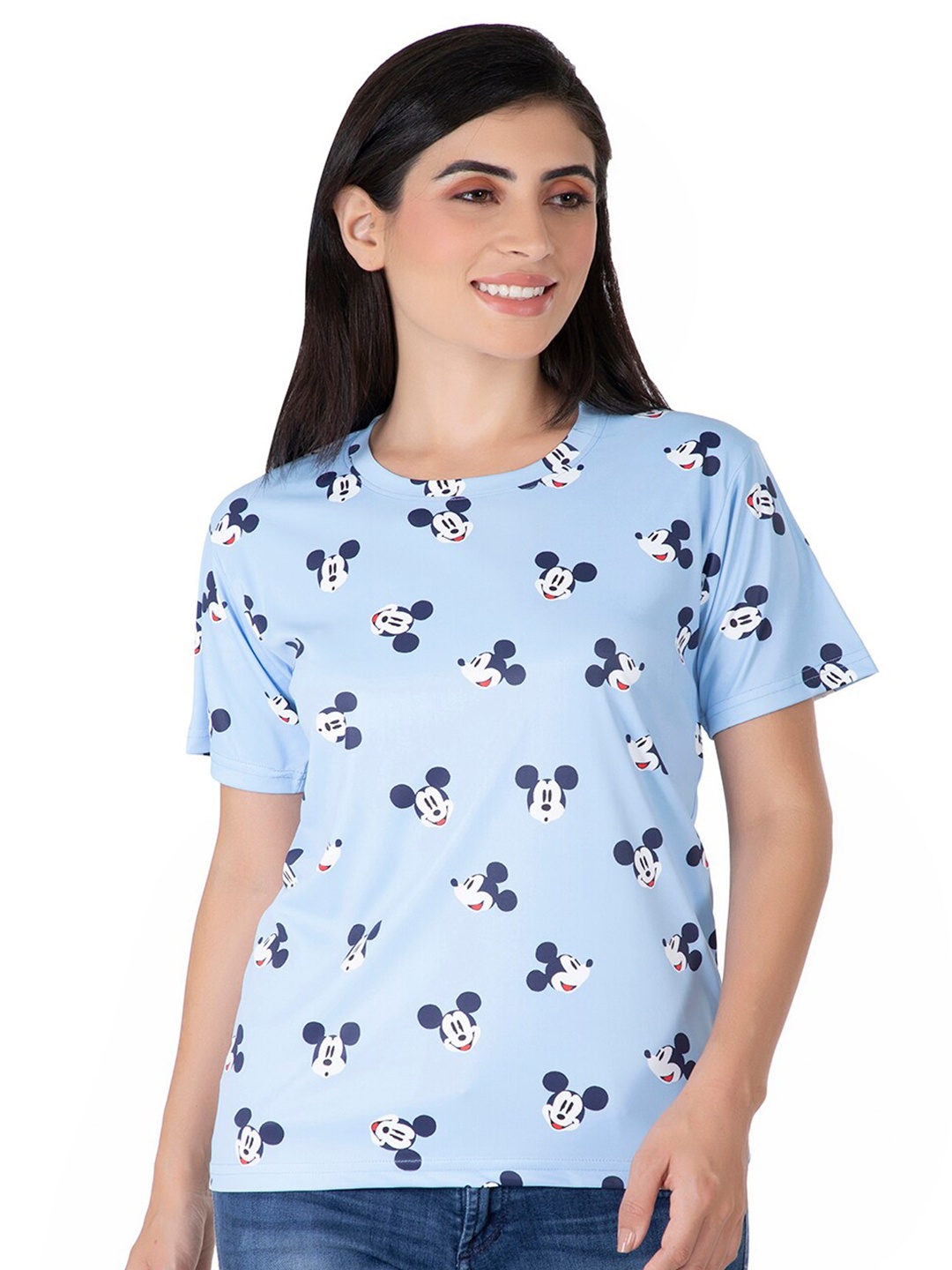 

BAESD Mickey Mouse Printed Round Neck Casual T-shirt, Navy blue
