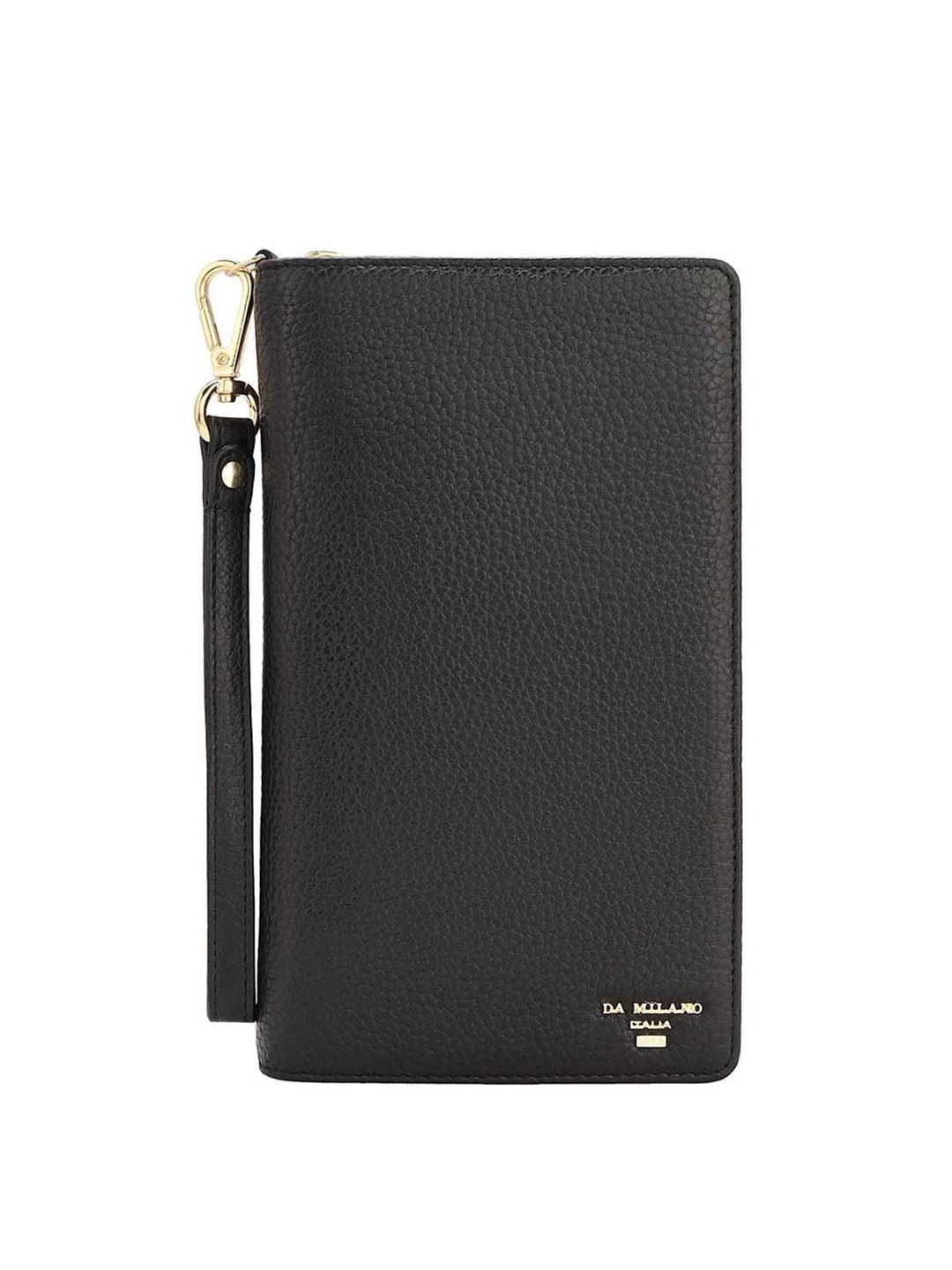 

Da Milano Leather Zip Around Wallet, Black