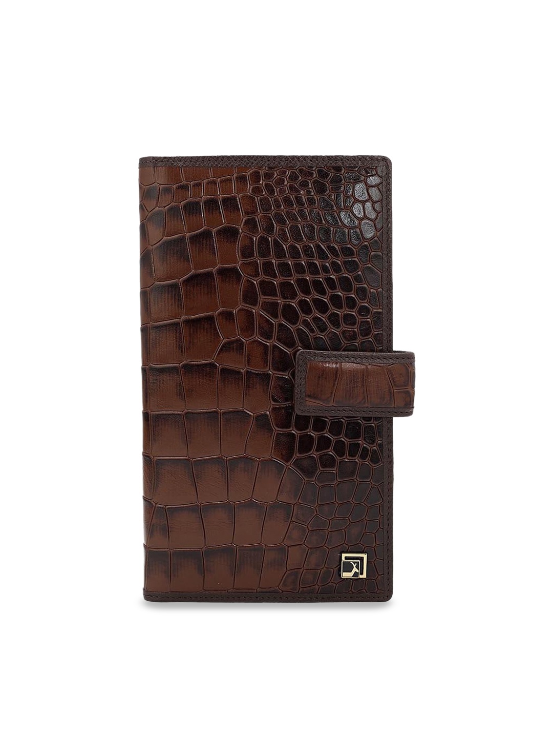 

Da Milano Unisex Textured Leather Two Fold Wallet, Brown