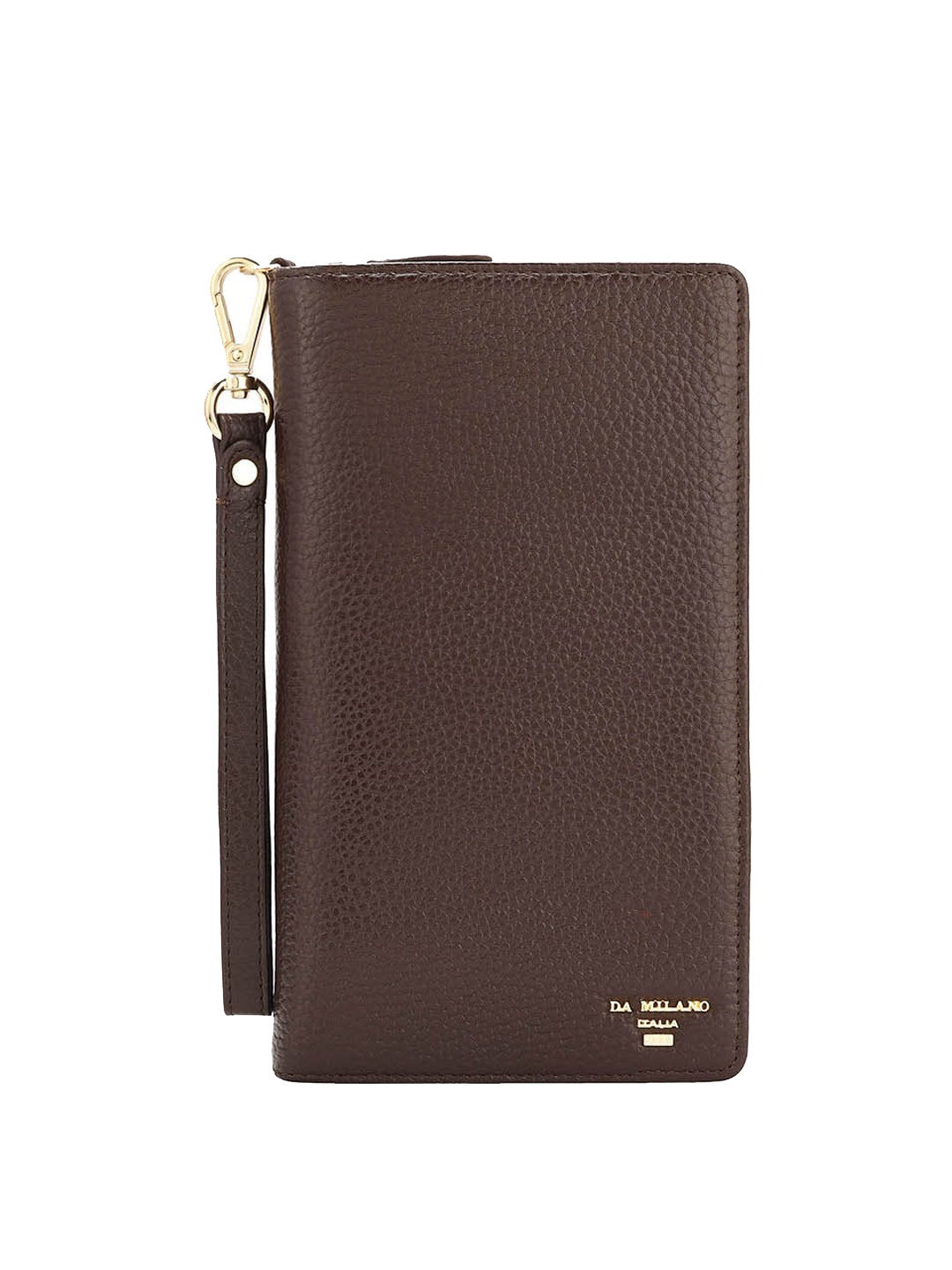 

Da Milano Unisex Textured Leather Two Fold Wallet, Brown