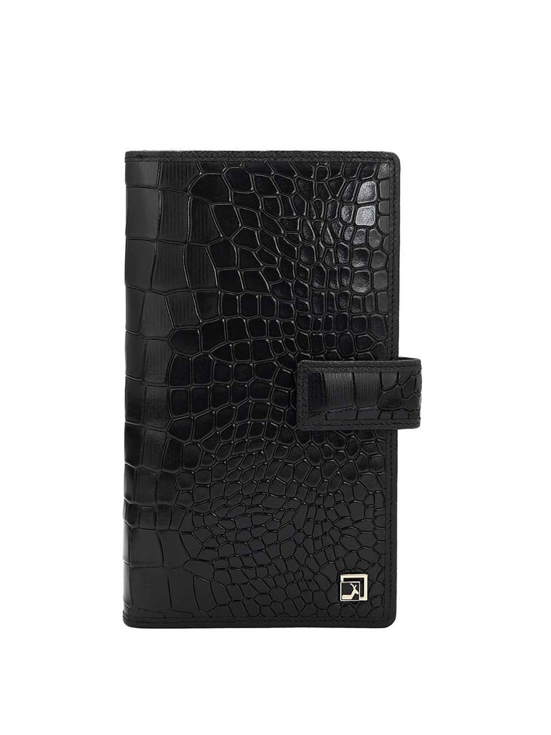 

Da Milano Unisex Abstract Textured Leather Two Fold Wallet, Black