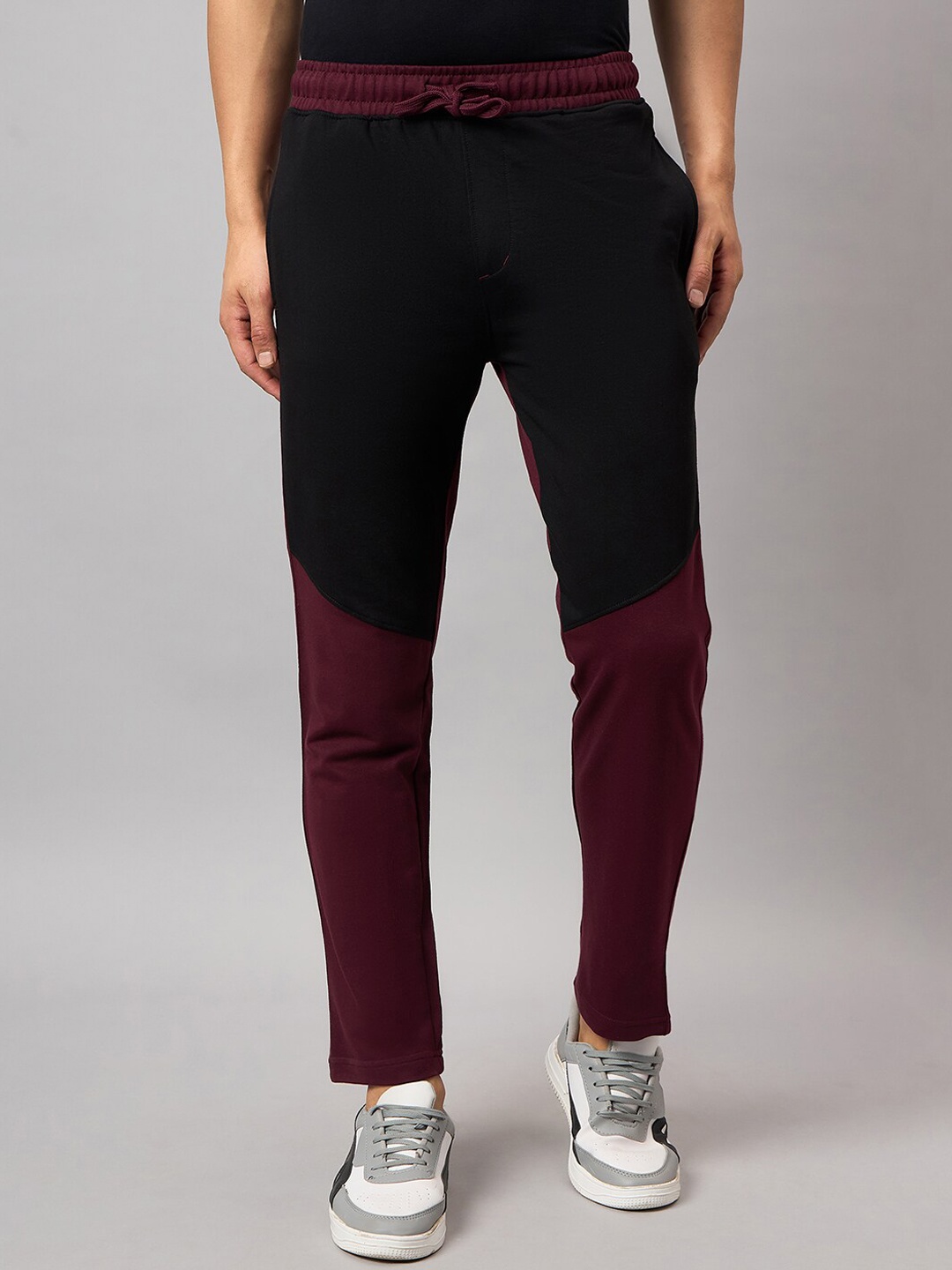 

Club York Men Colorblocked Cotton Track Pants, Maroon