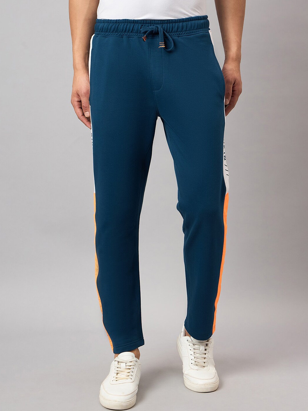 Club York Men Mid Rise Cotton Track Pants, Blue