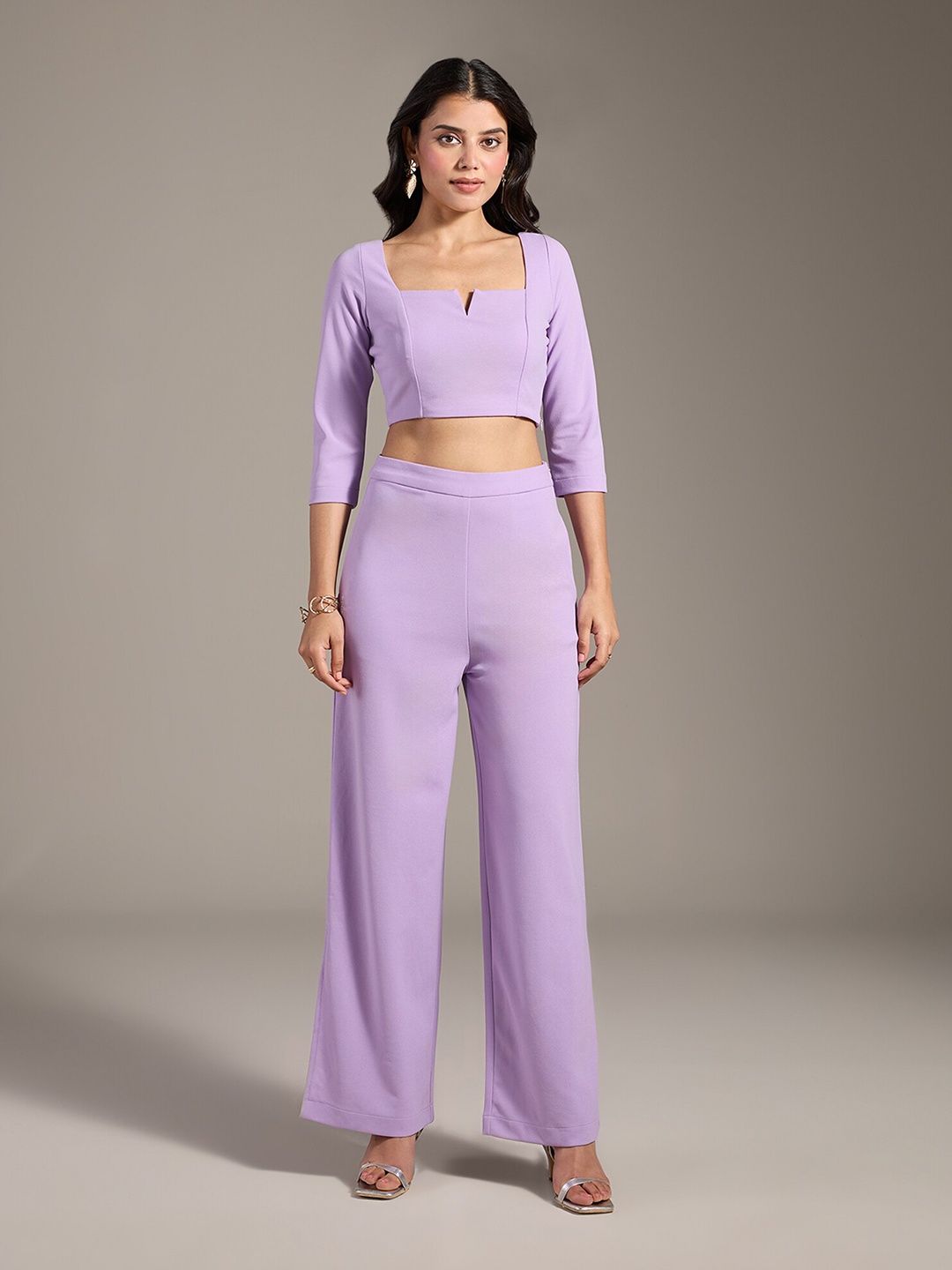 20Dresses Lavender Square Neck Crop Top & Trousers