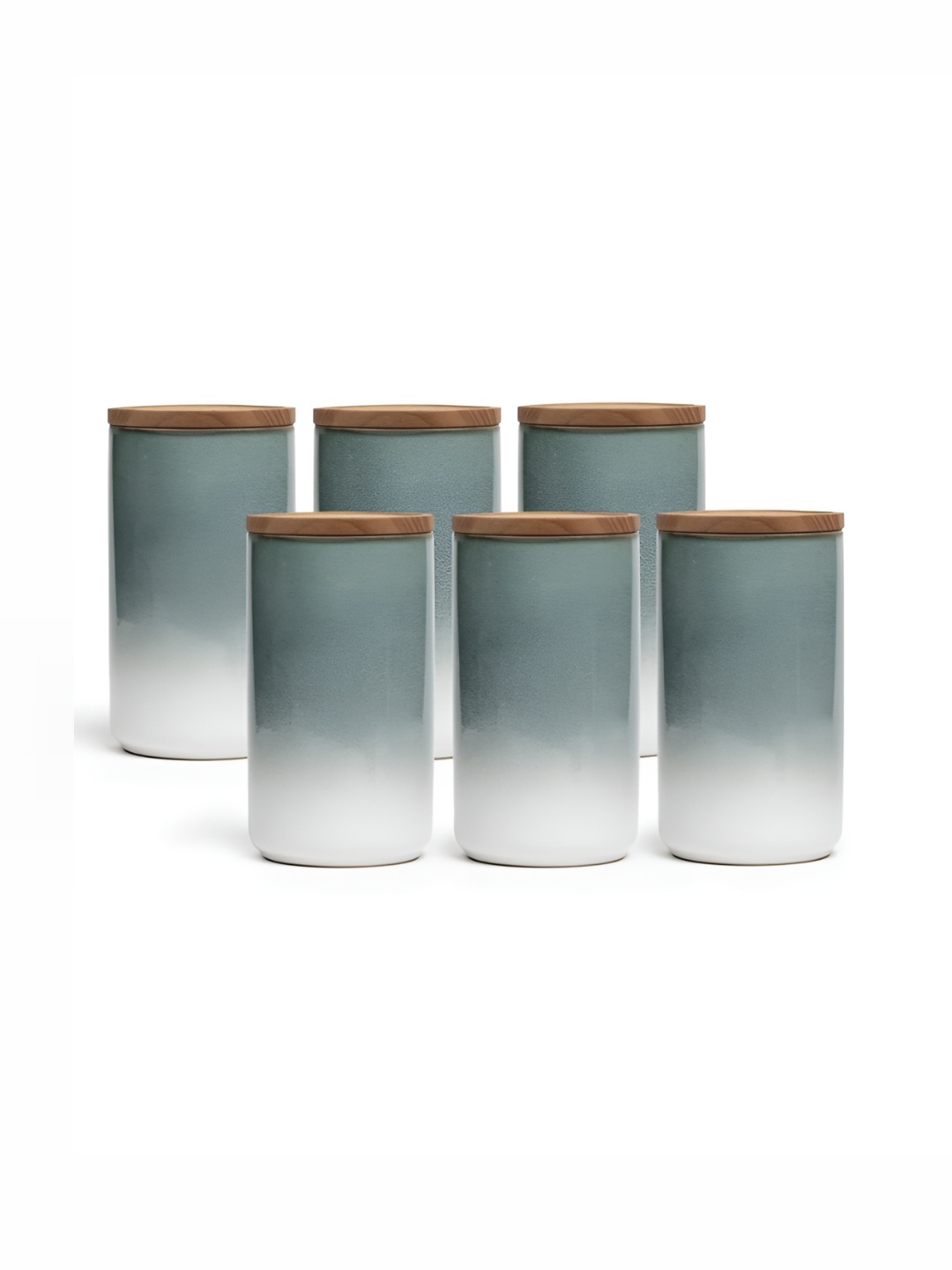 

Anko Grey & Beige 6 Pieces BPA Free Stone Wear Storage Cylindrical Container 1 L Each