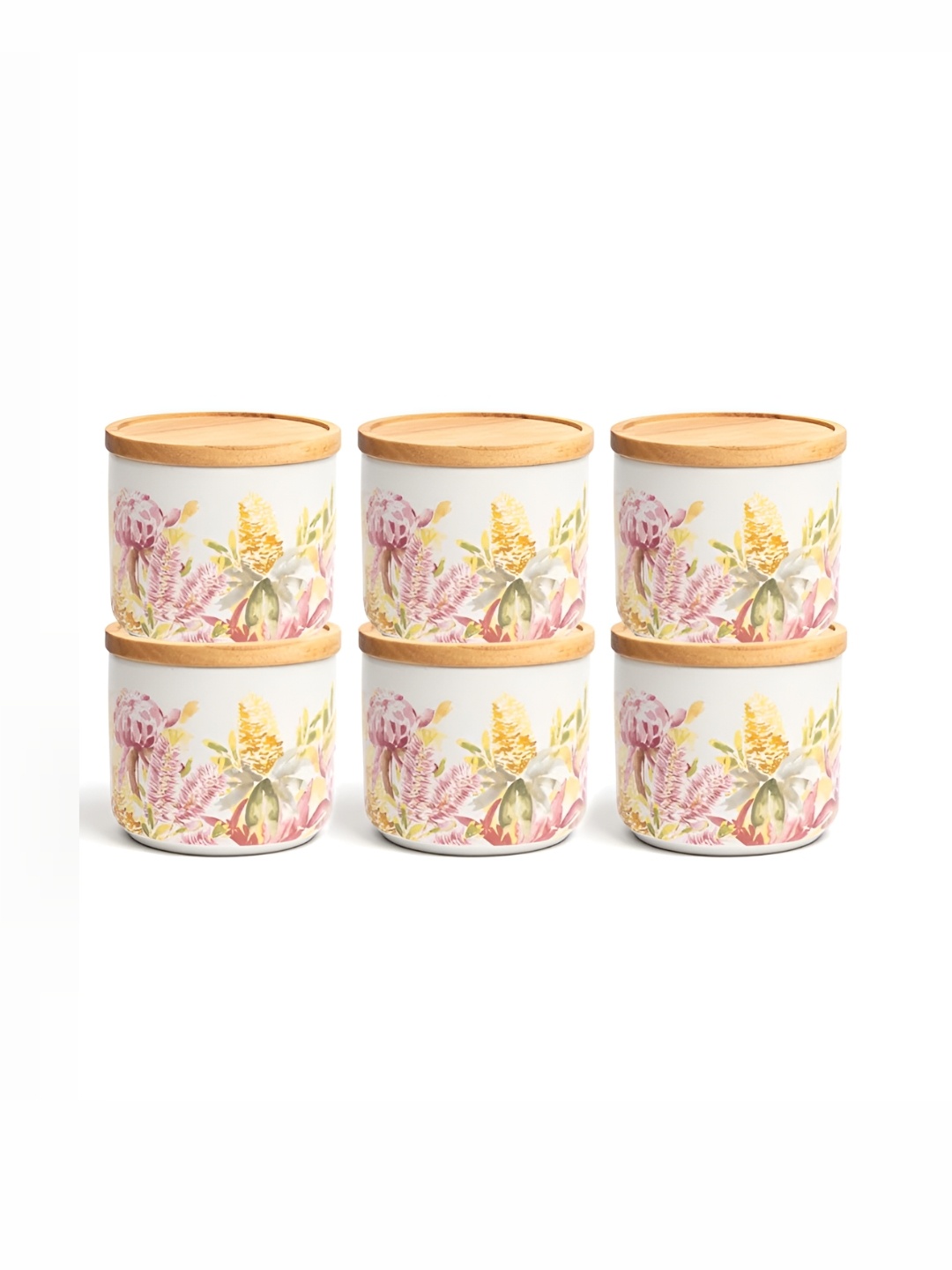 

Anko White & Beige 6 Pieces BPA Free Stone Wear Storage Cylindrical Container 300 ml Each