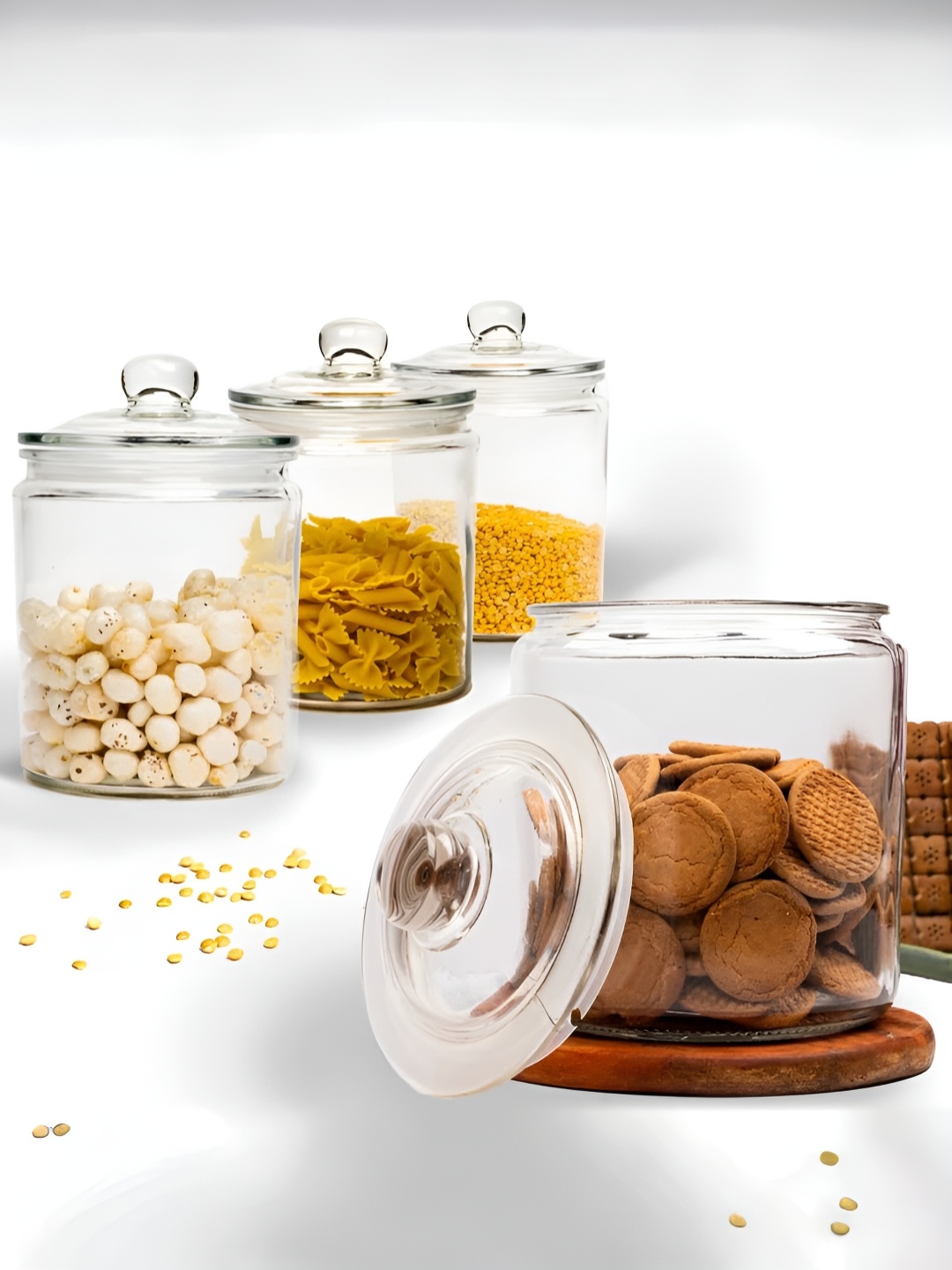 

Anko Transparent 4 Pieces Airtight Glass Storage Cylindrical Container 1.9 L Each
