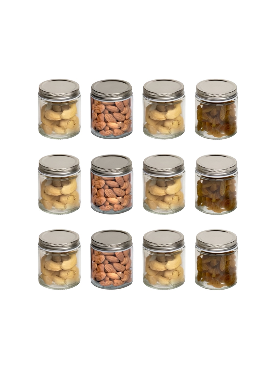 

Anko Transparent 12 Pieces Airtight Glass Storage Cylindrical Container 300 ml Each