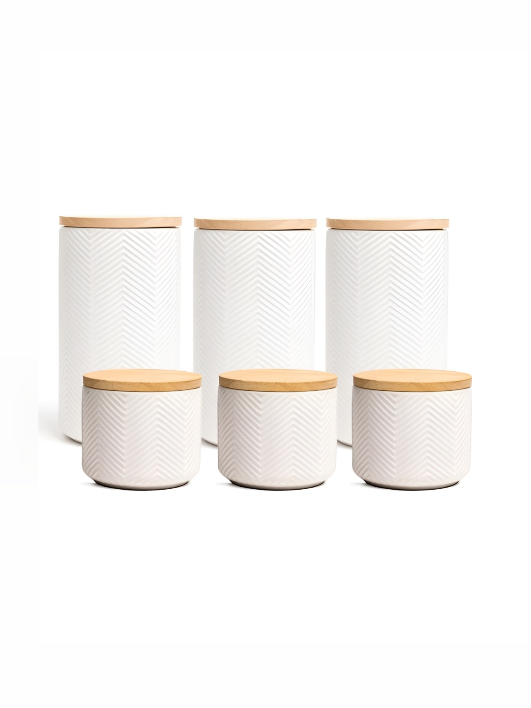 

Anko White & Beige 6 Pieces BPA Free Stone Wear Storage Cylindrical Container