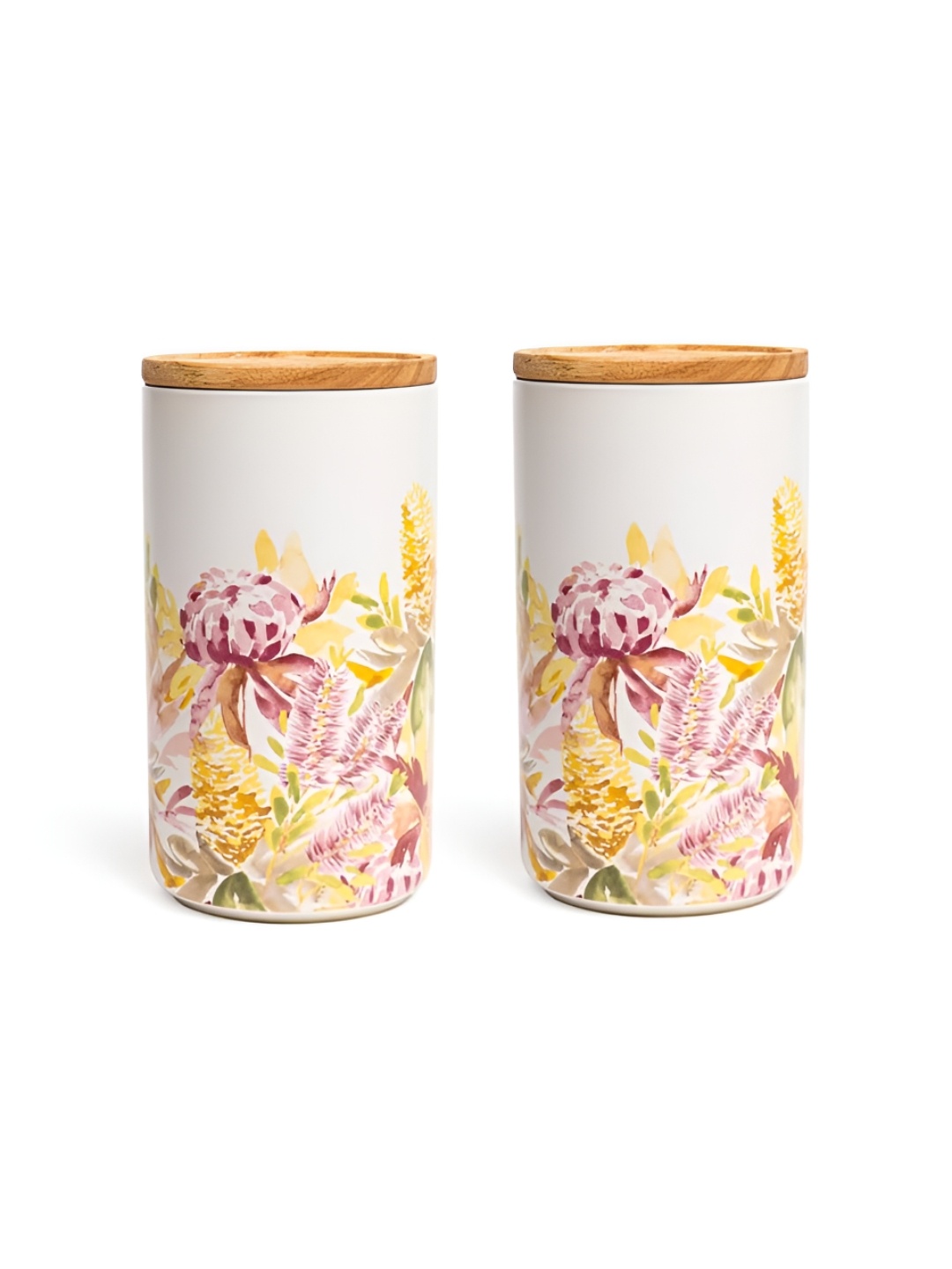 

Anko White & Pink 2 Pieces BPA Free Stone Wear Storage Cylindrical Containers 600 ml Each