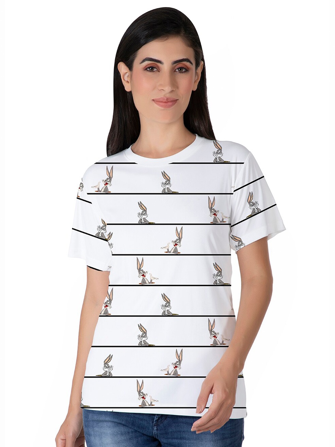 

BAESD Conversational Printed Round Neck Cotton T-Shirt, White
