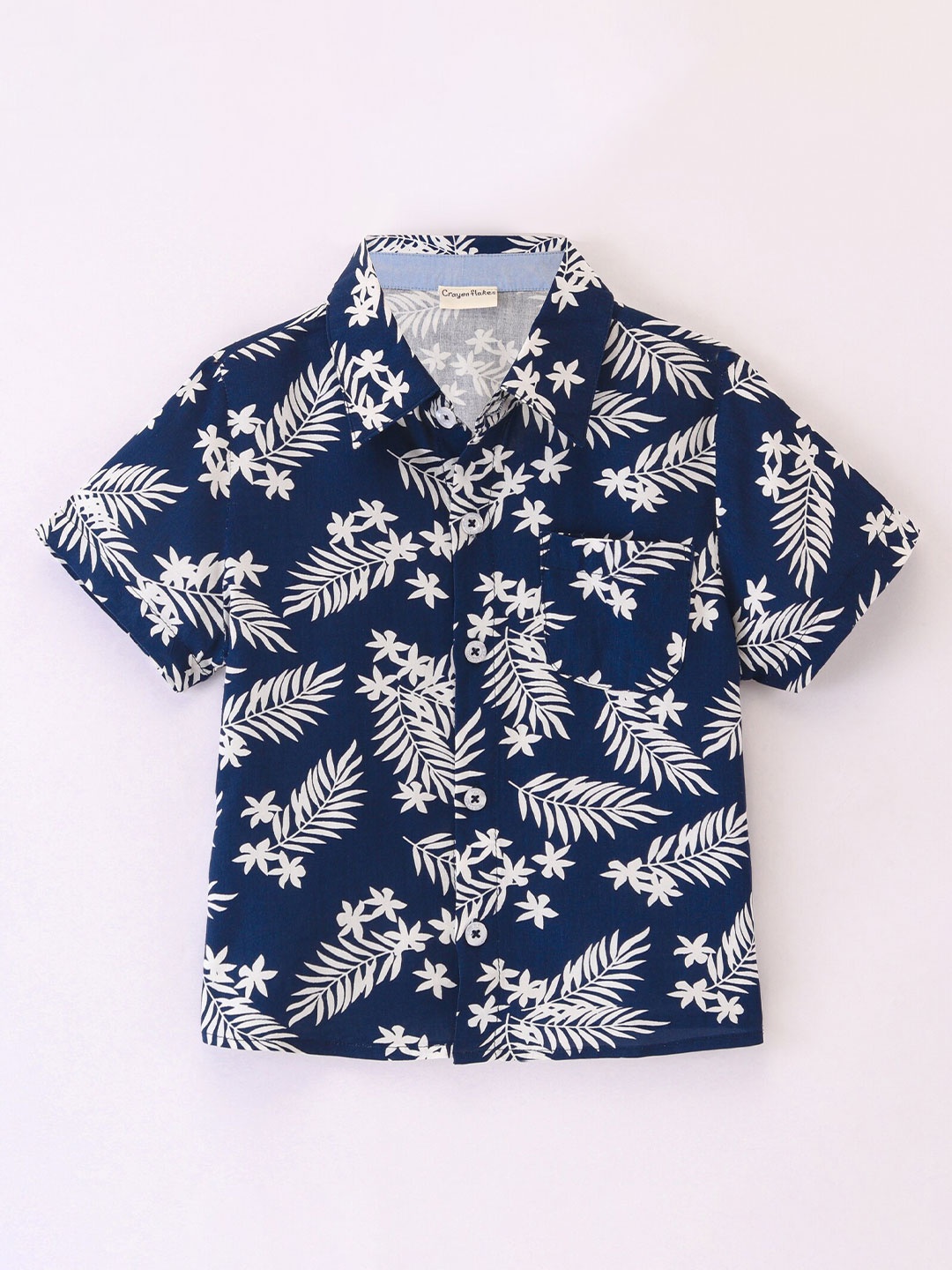 

CrayonFlakes Boys Opaque Floral Printed Casual Shirt, Blue