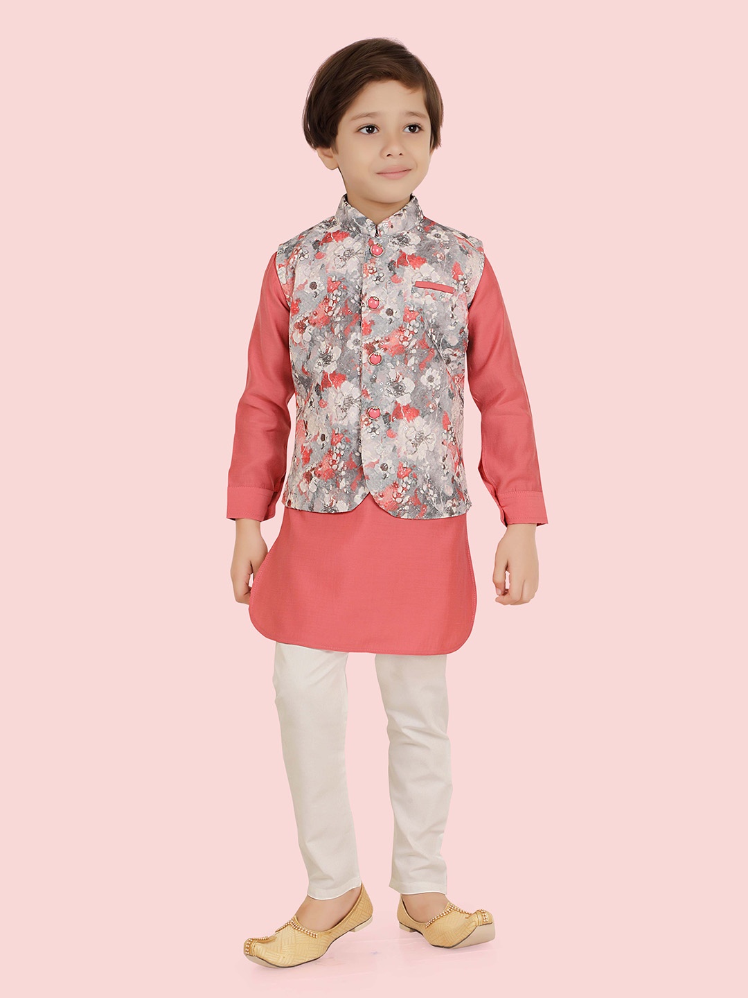 

Ethniks Neu-Ron Boys Cotton Printed Sequenced Kurta Set, Orange