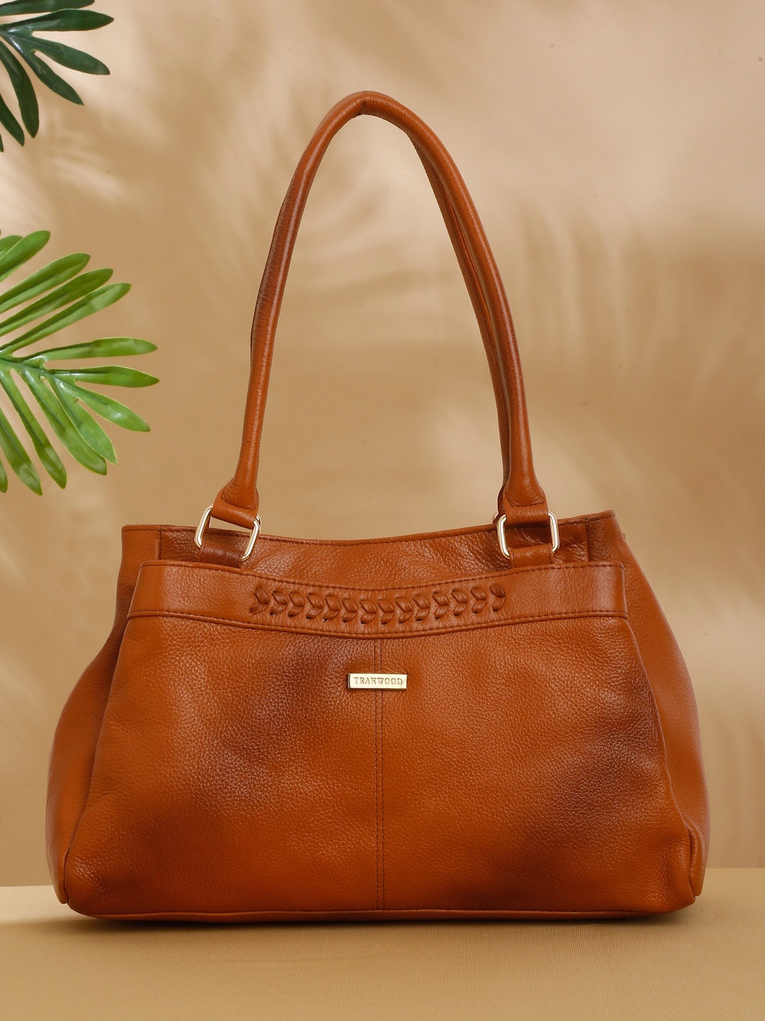 

Teakwood Leathers Leather Structured Handheld Bag, Tan