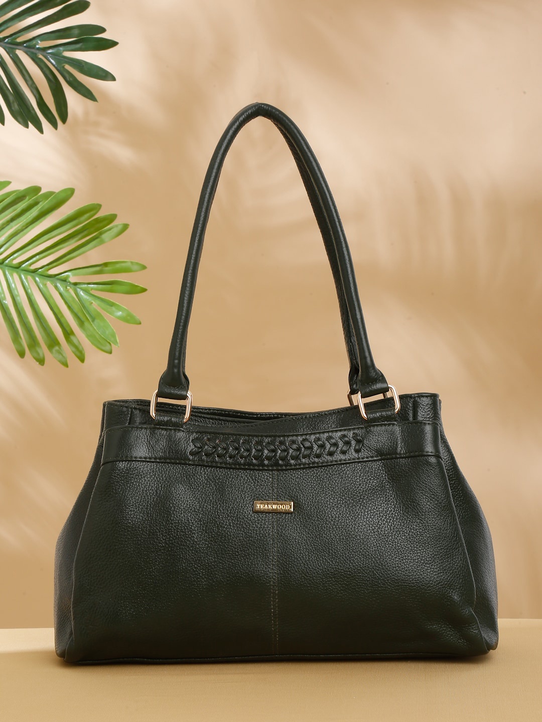 

Teakwood Leathers Structured Leather Handheld Bag, Green