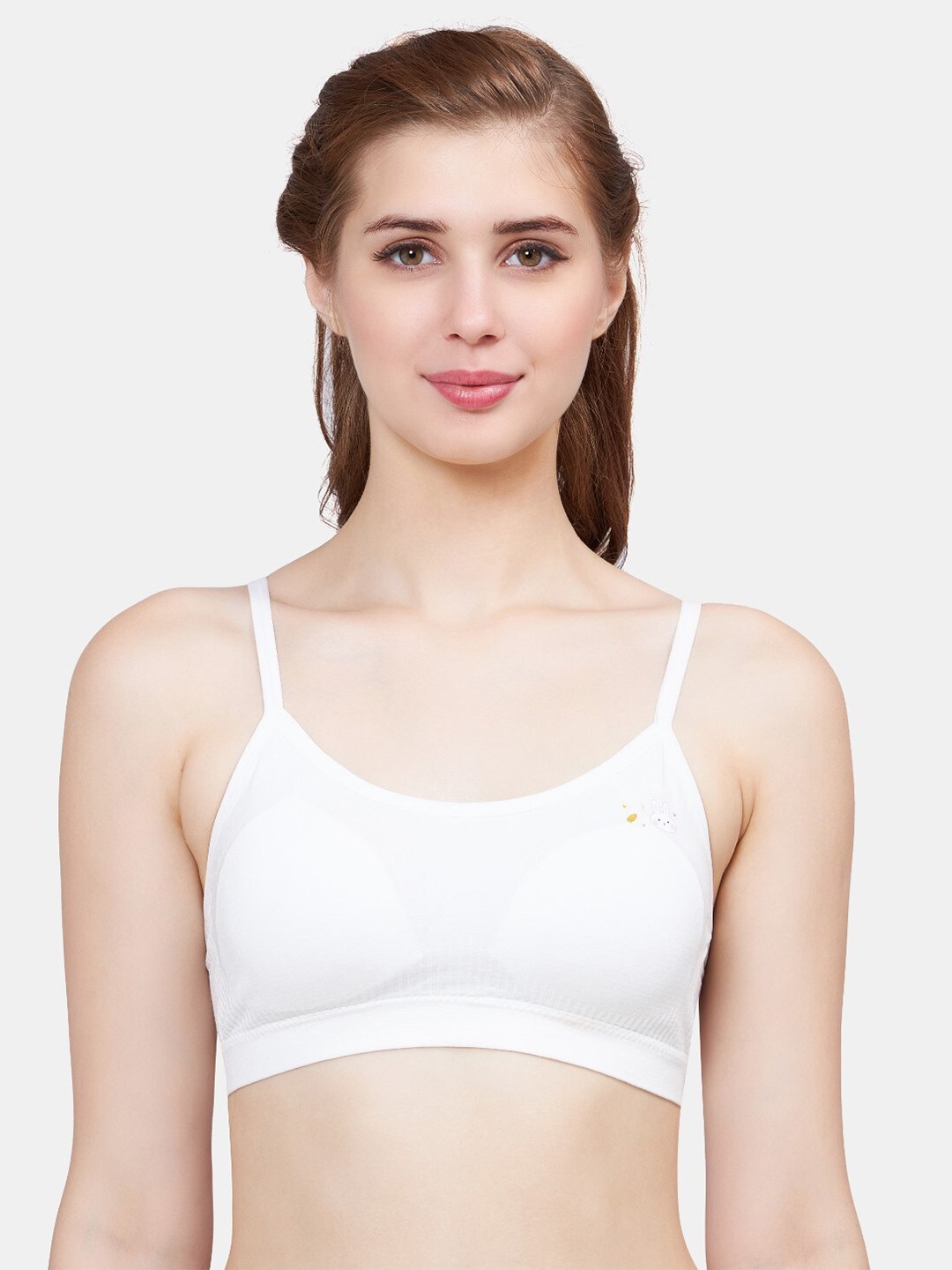 

PLUMBURY Girls Full Coverage Lightly Padded Seamless Beginners Bra- All Day Comfort, White